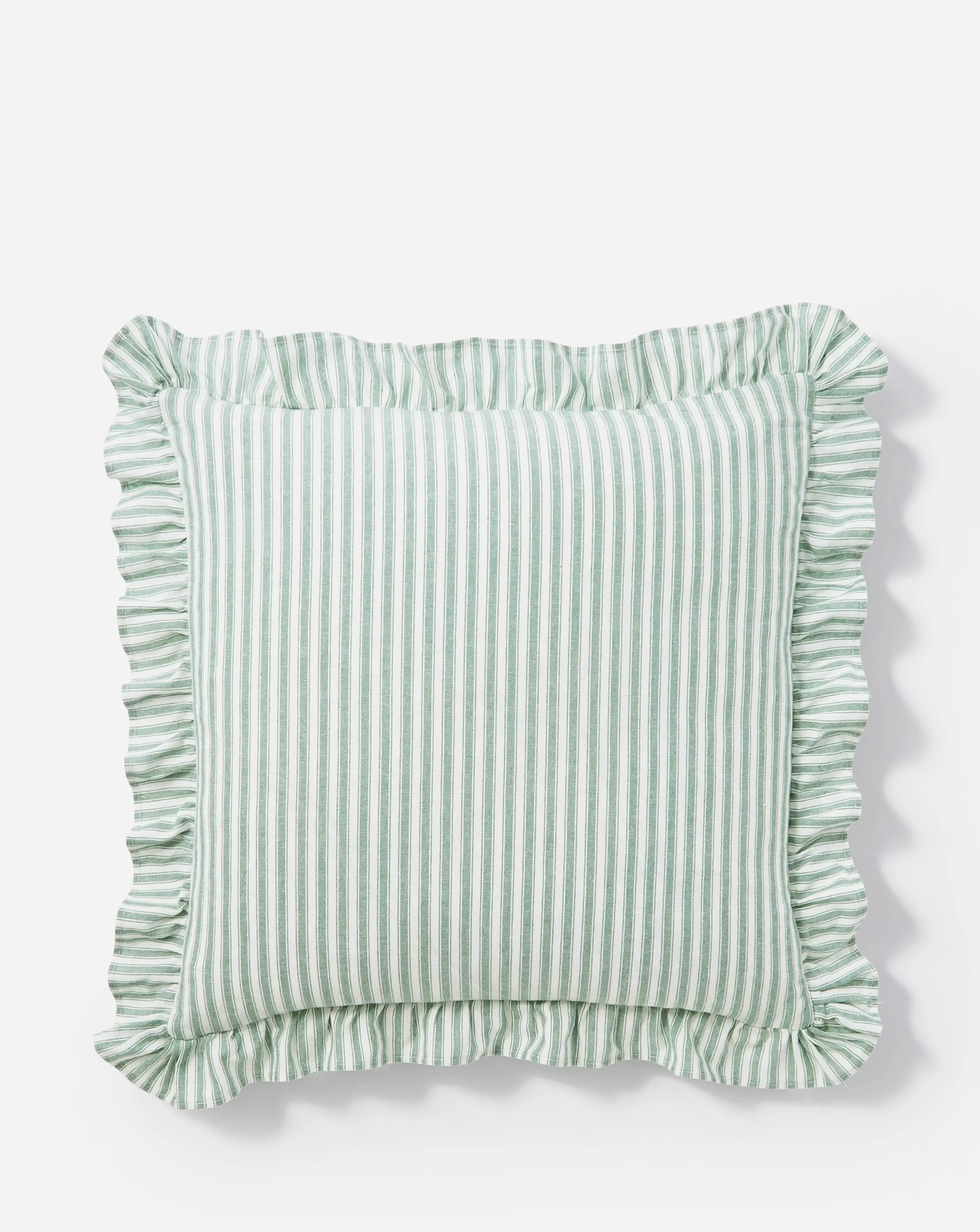 Sylvia Ruffled Stripe Cushion - Green 3 Sylvia Ruffled Stripe Cushion - Green