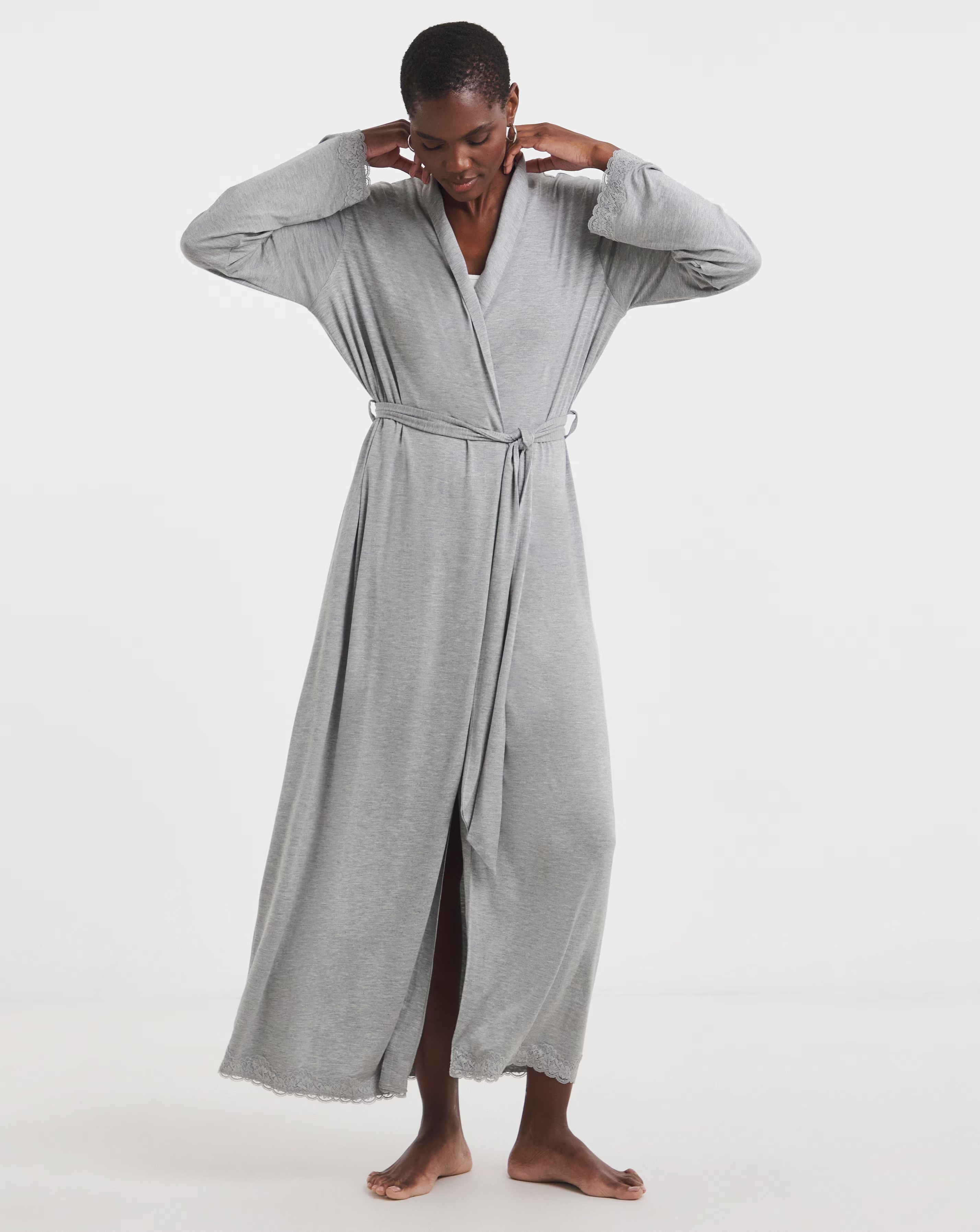 Pretty Secrets Cool Stretch Lace Maxi Dressing Gown 1 Pretty Secrets Cool Stretch Lace Maxi Dressing Gown