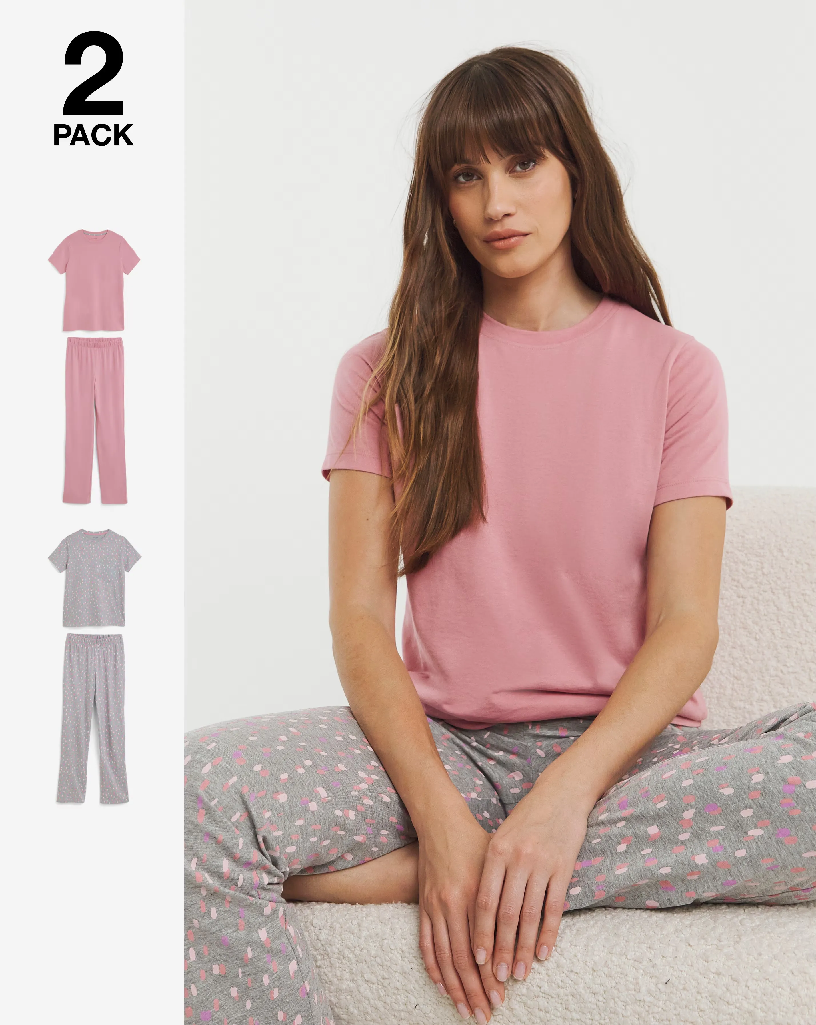 JD Williams (2 Pack) Value Pyjama Sets 1 JD Williams (2 Pack) Value Pyjama Sets