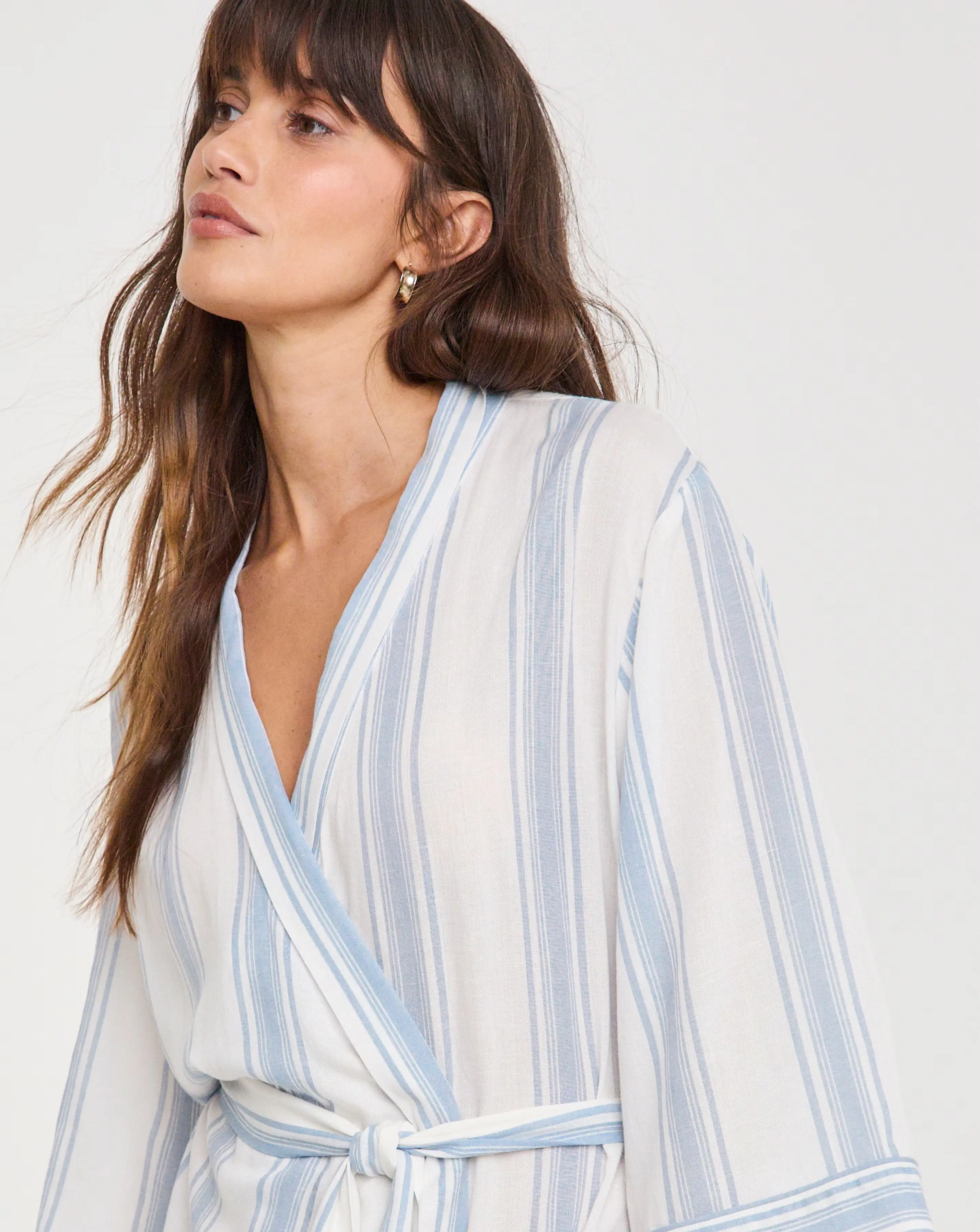 Stripe Linen Midi Dressing Gown 2 Stripe Linen Midi Dressing Gown