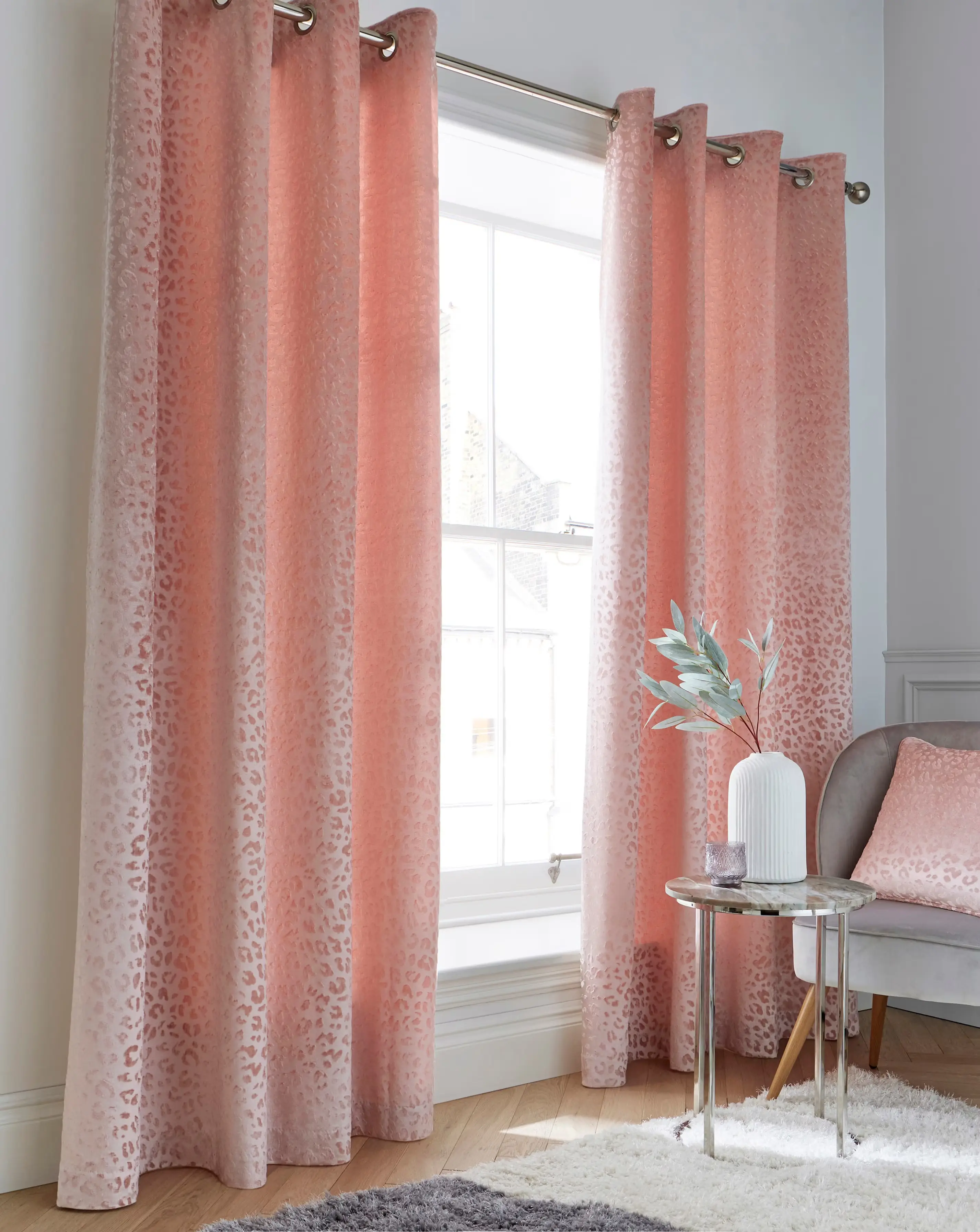 Embossed Leopard Print Velvet Eyelet Curtains