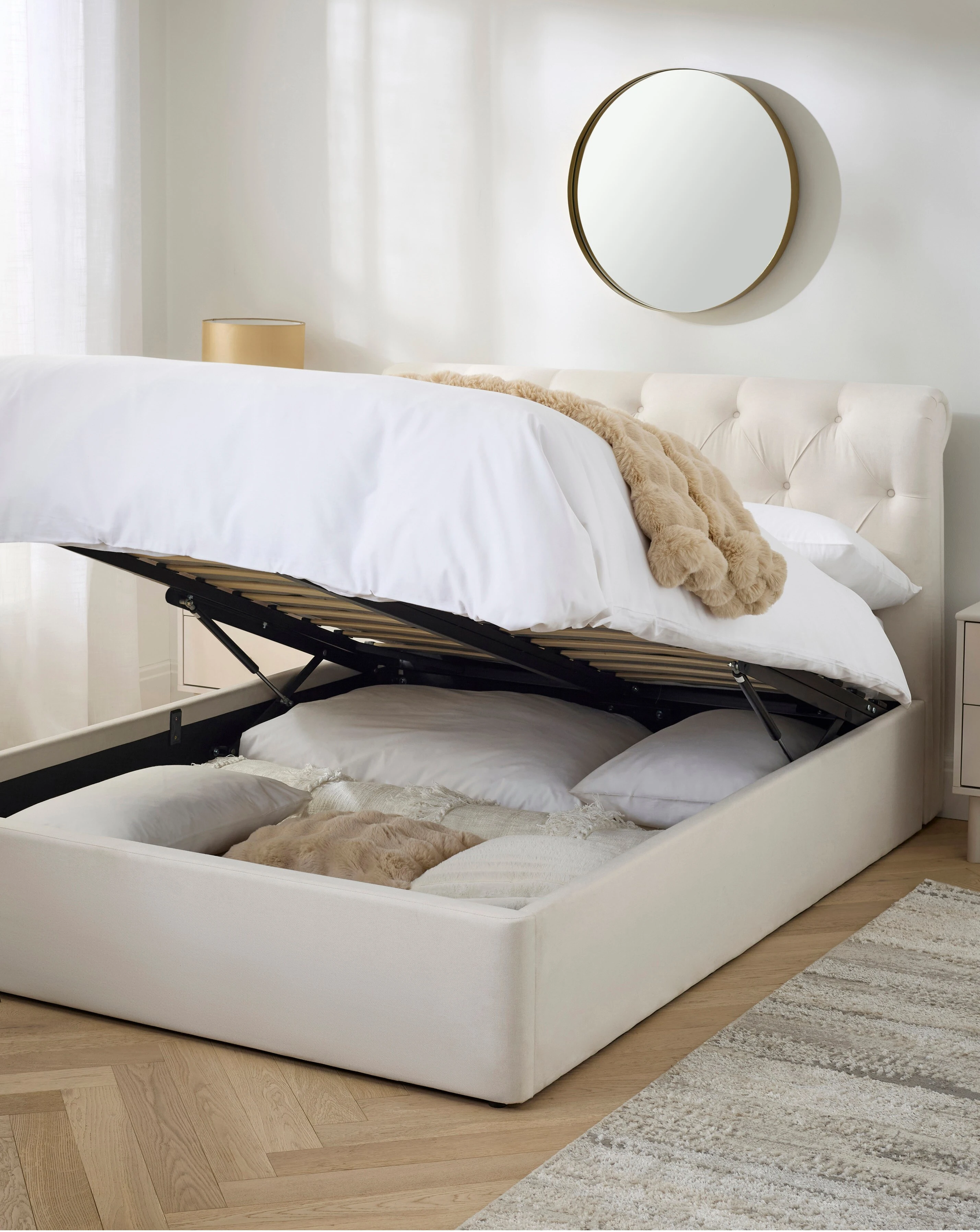 Megin Buttoned Ottoman Bed Frame 2 Megin Buttoned Ottoman Bed Frame