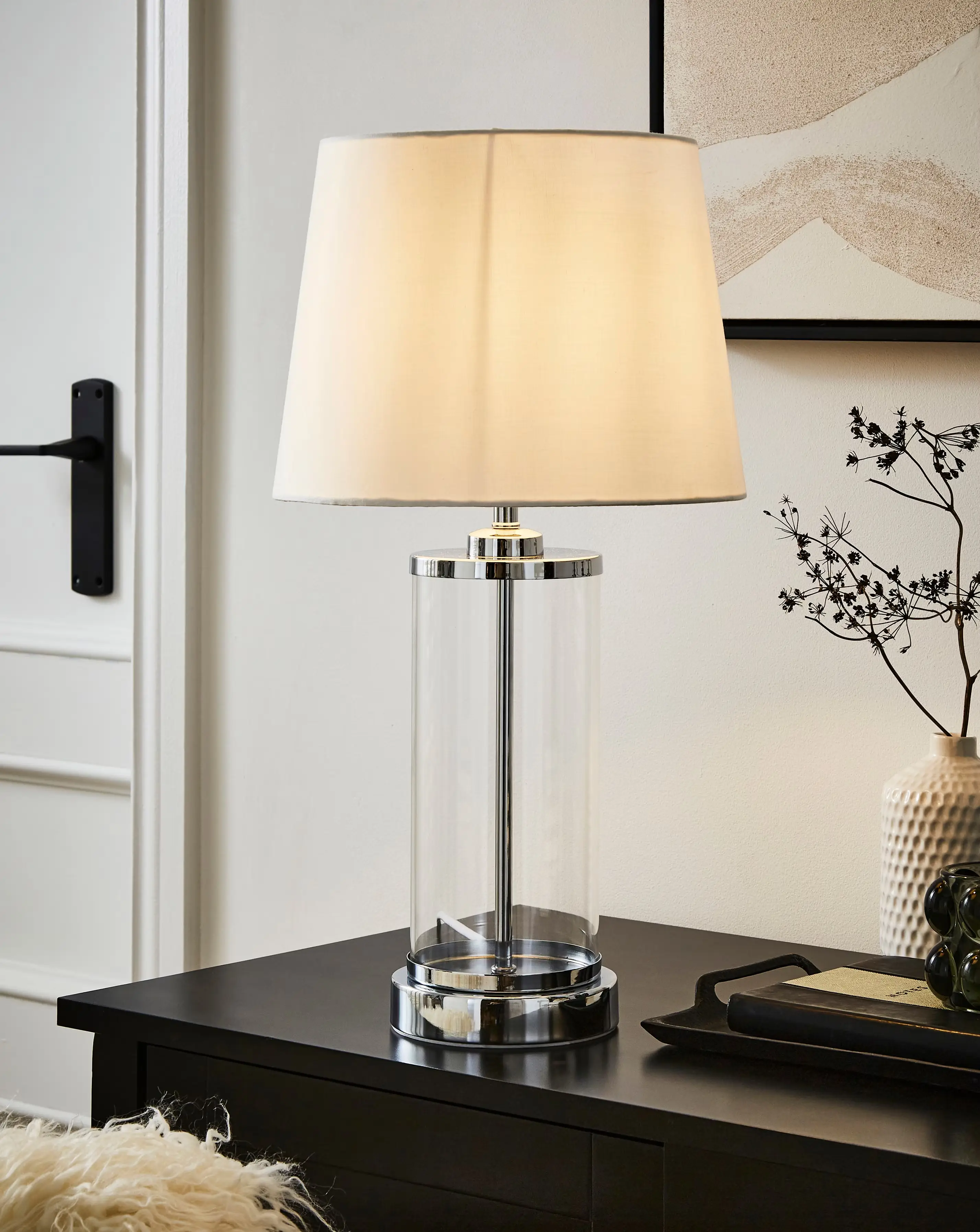 Bronte Clear Glass and Chrome Table Lamp 1 Bronte Clear Glass and Chrome Table Lamp