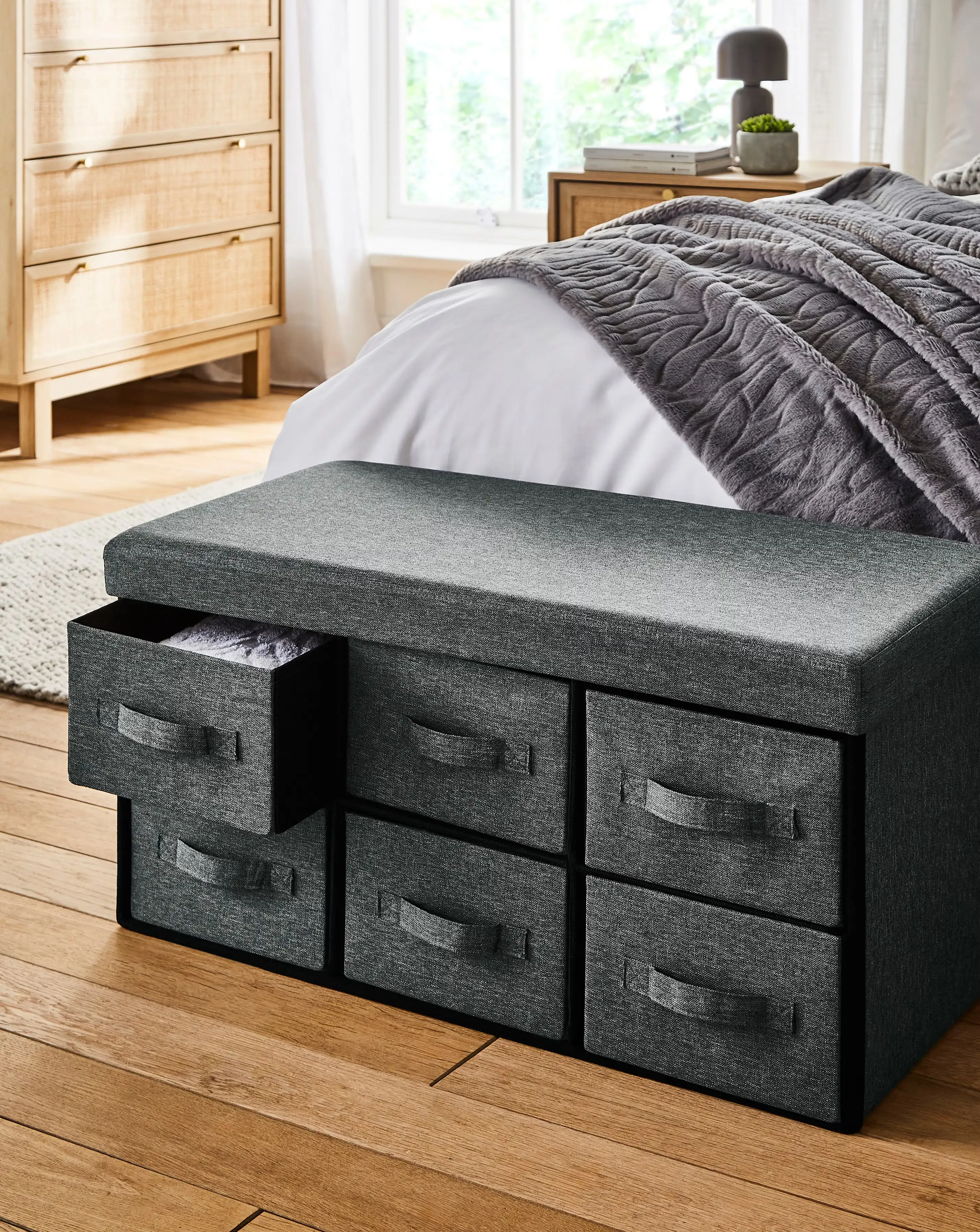 Faux Linen Drawer Ottoman 1 Faux Linen Drawer Ottoman