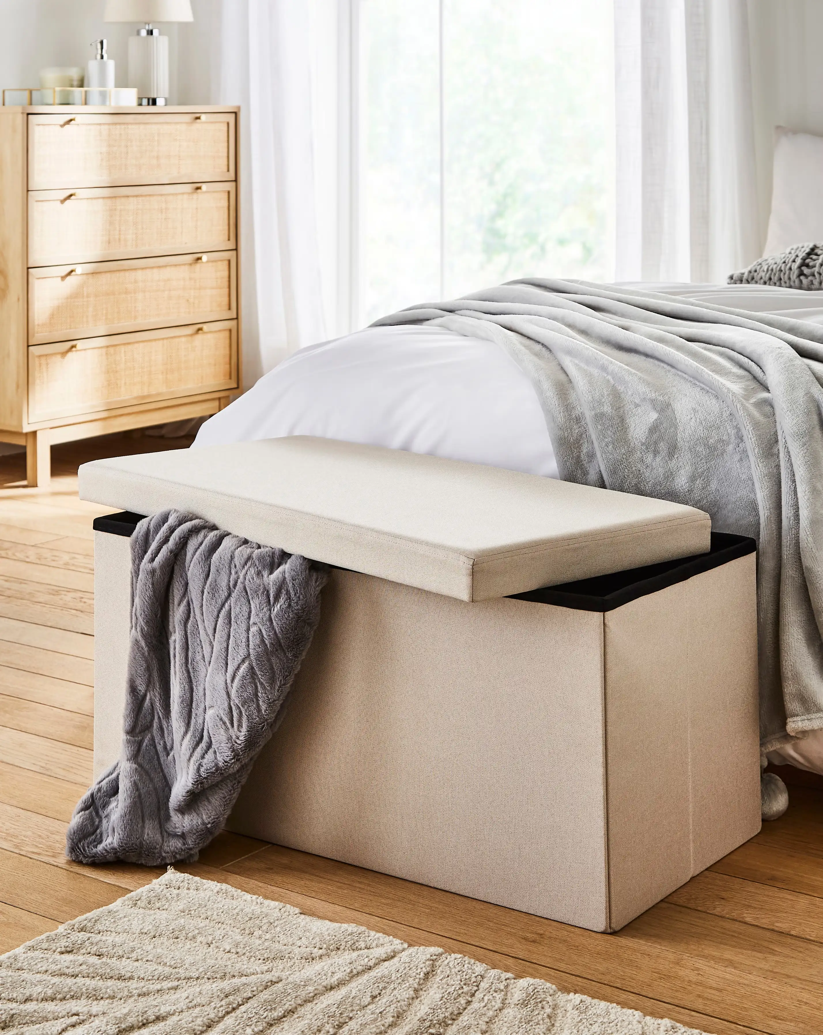 Fabric Foldable Storage Ottoman 1 Fabric Foldable Storage Ottoman