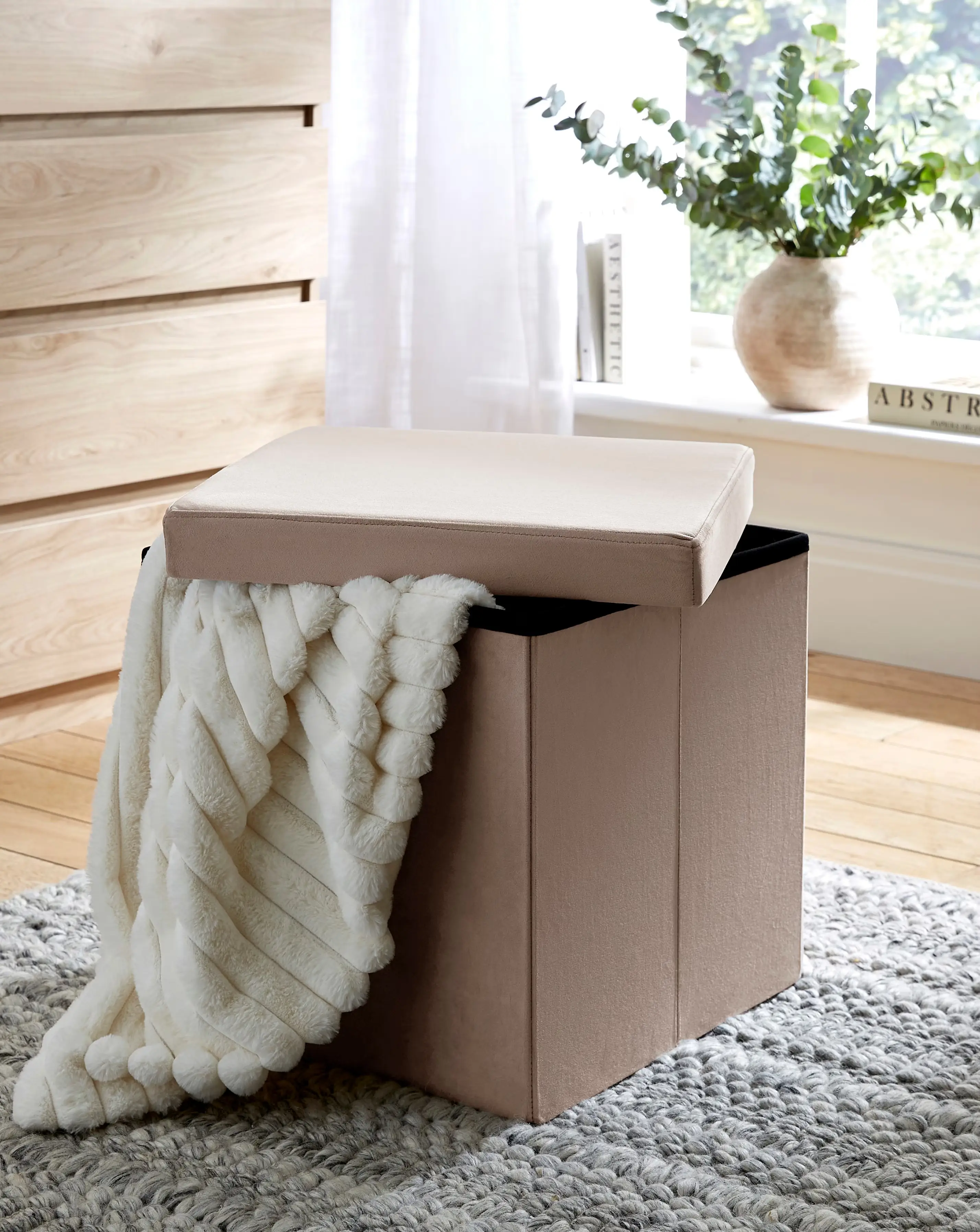 Velvet Foldable Storage Ottoman Cube 1 Velvet Foldable Storage Ottoman Cube