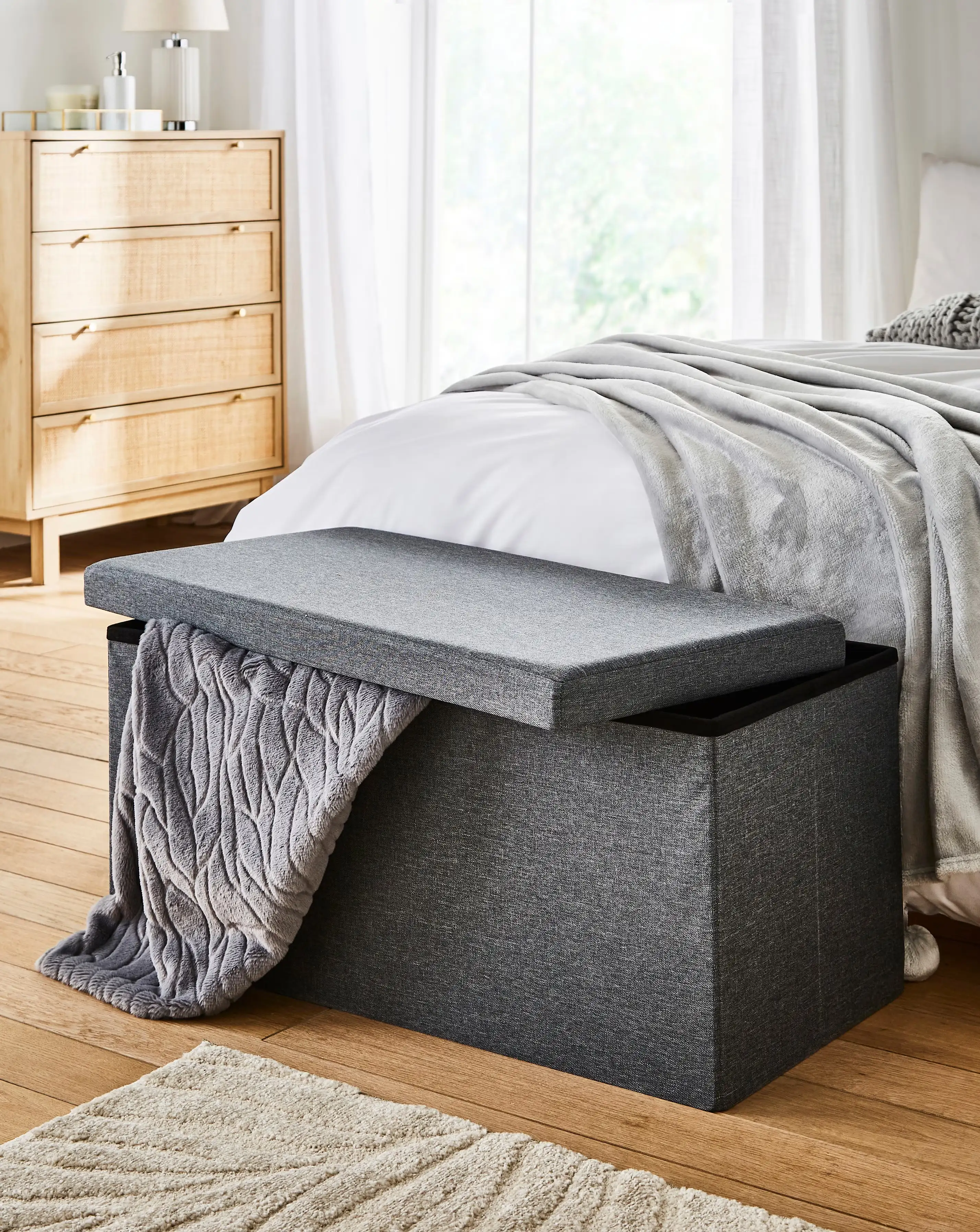 Fabric Foldable Storage Ottoman 1 Fabric Foldable Storage Ottoman
