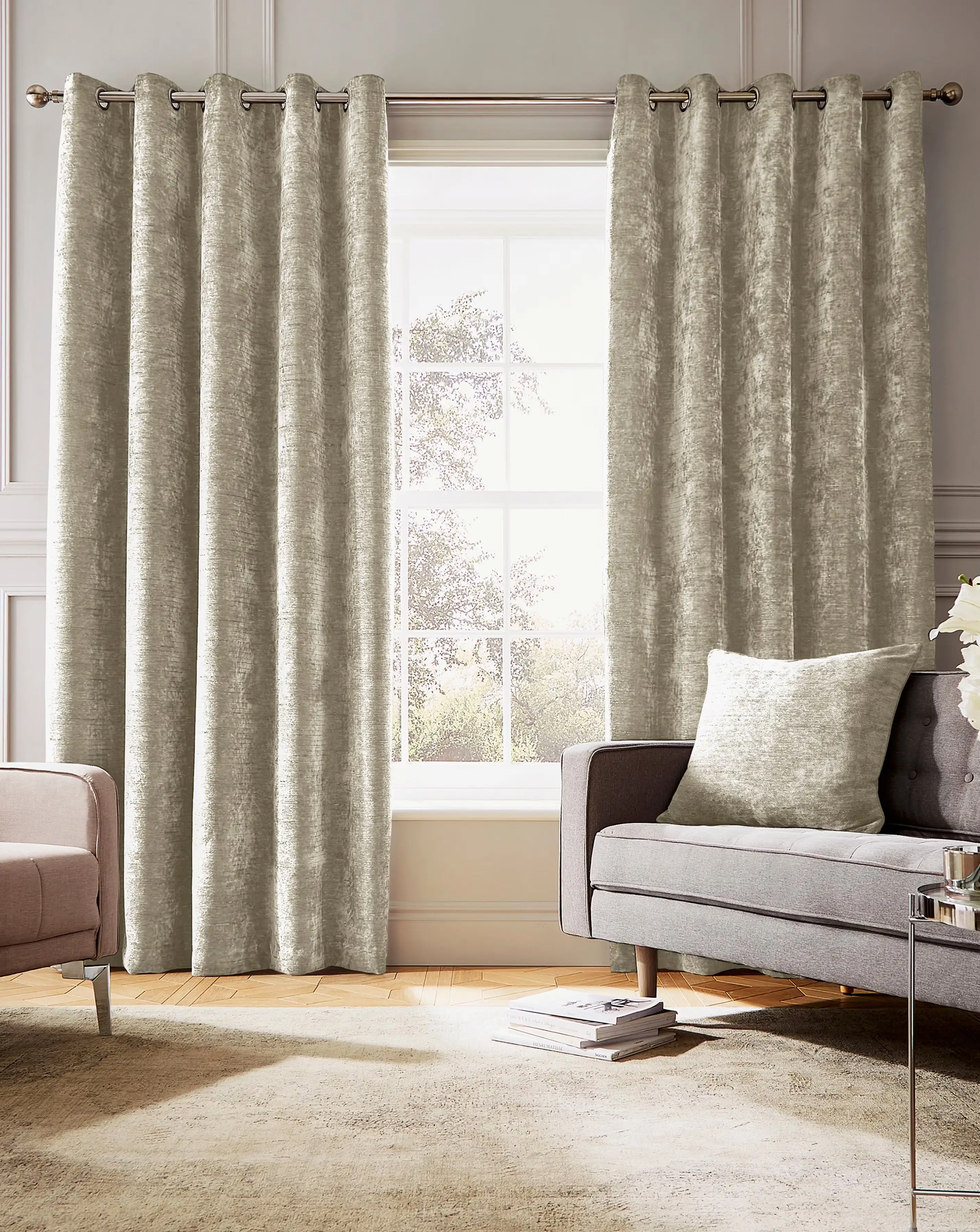 Hyperion Selene Luxury Chenille Weighted Thermal Eyelet Curtains 1 Hyperion Selene Luxury Chenille Weighted Thermal Eyelet Curtains
