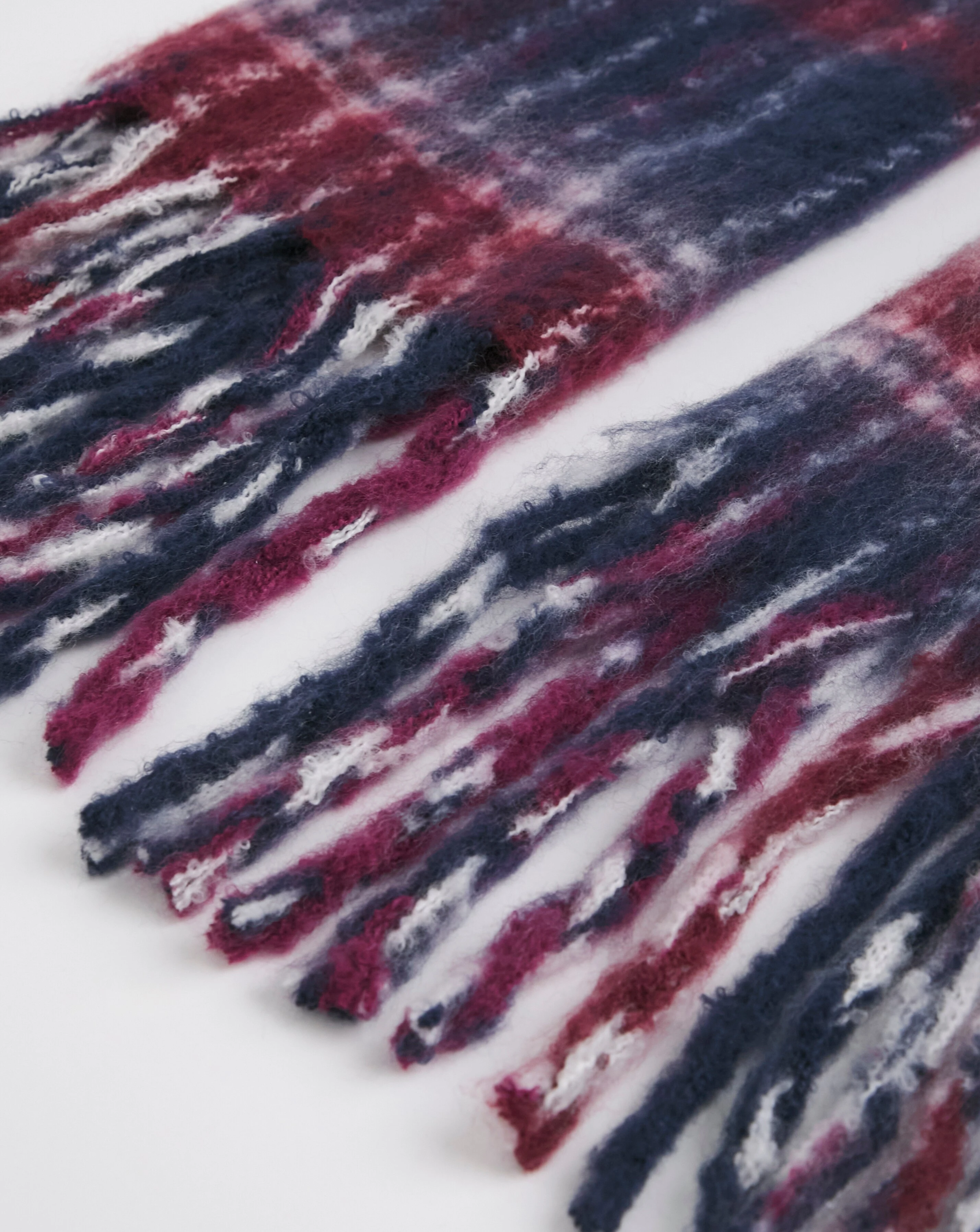 Burgundy Check Fluffy Blanket Scarf 3 Burgundy Check Fluffy Blanket Scarf