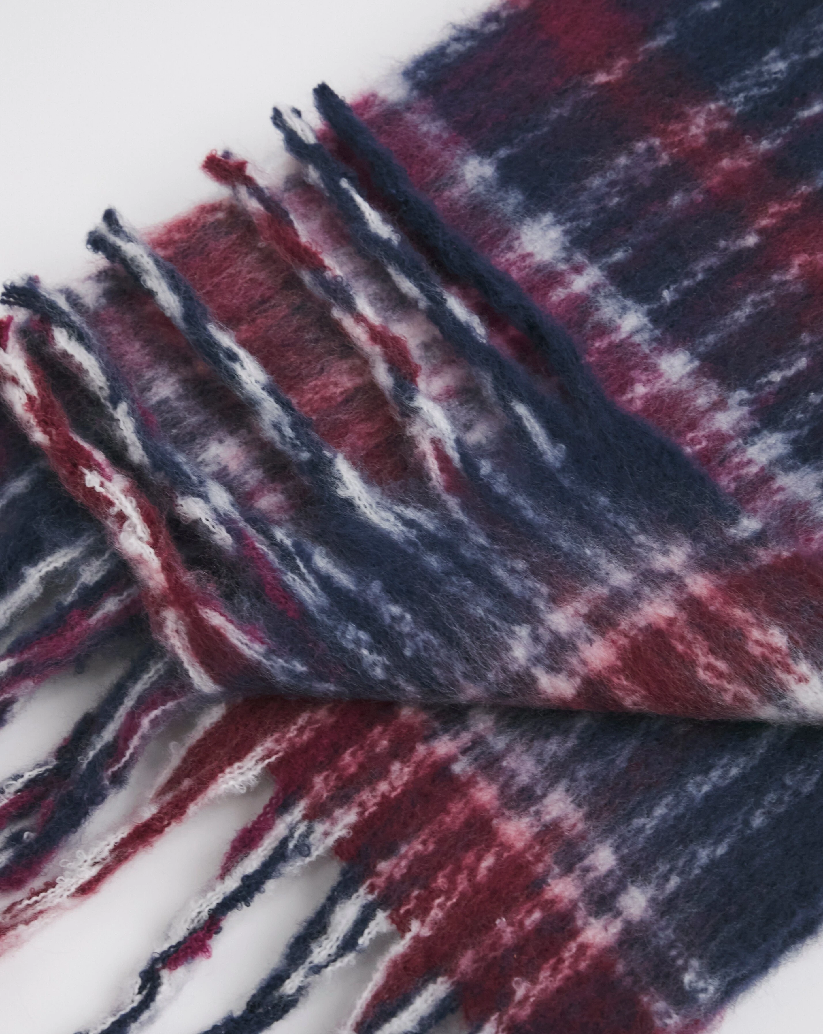 Burgundy Check Fluffy Blanket Scarf 4 Burgundy Check Fluffy Blanket Scarf
