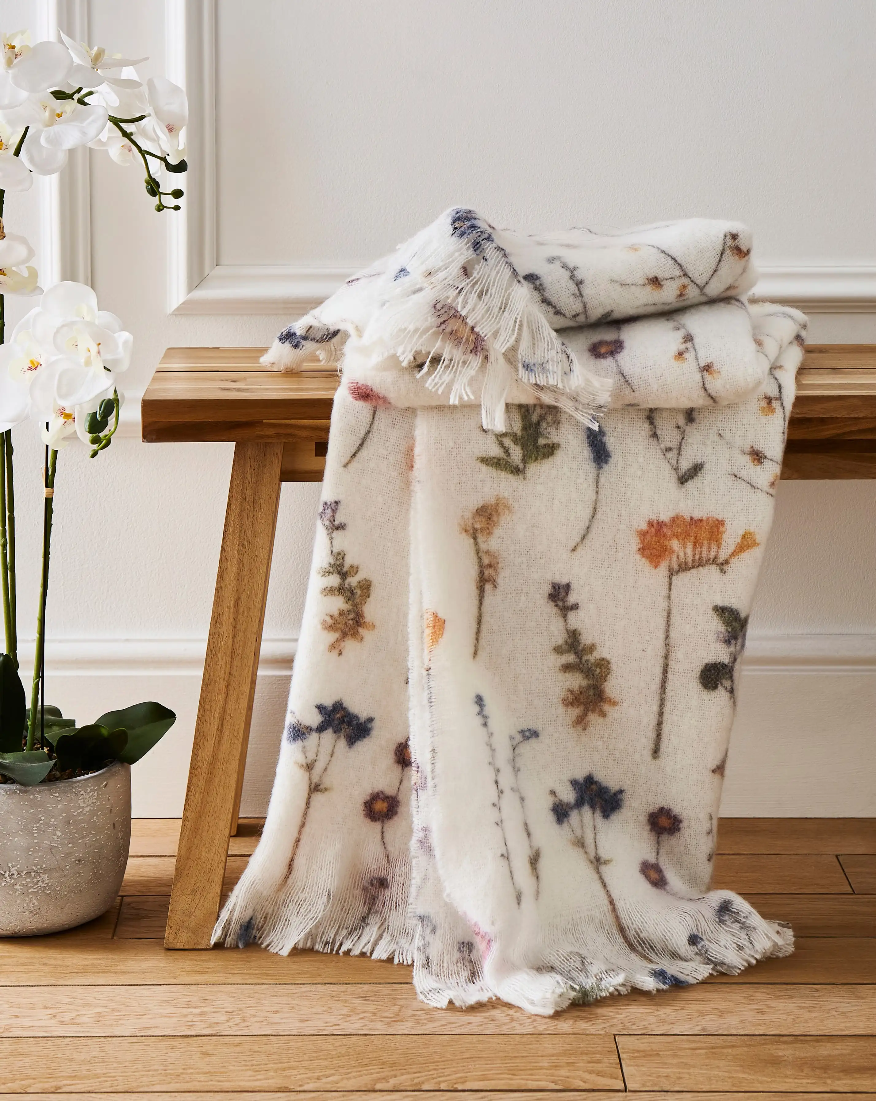 Pressed Floral Faux Mohair Throw 1 Pressed Floral Faux Mohair Throw