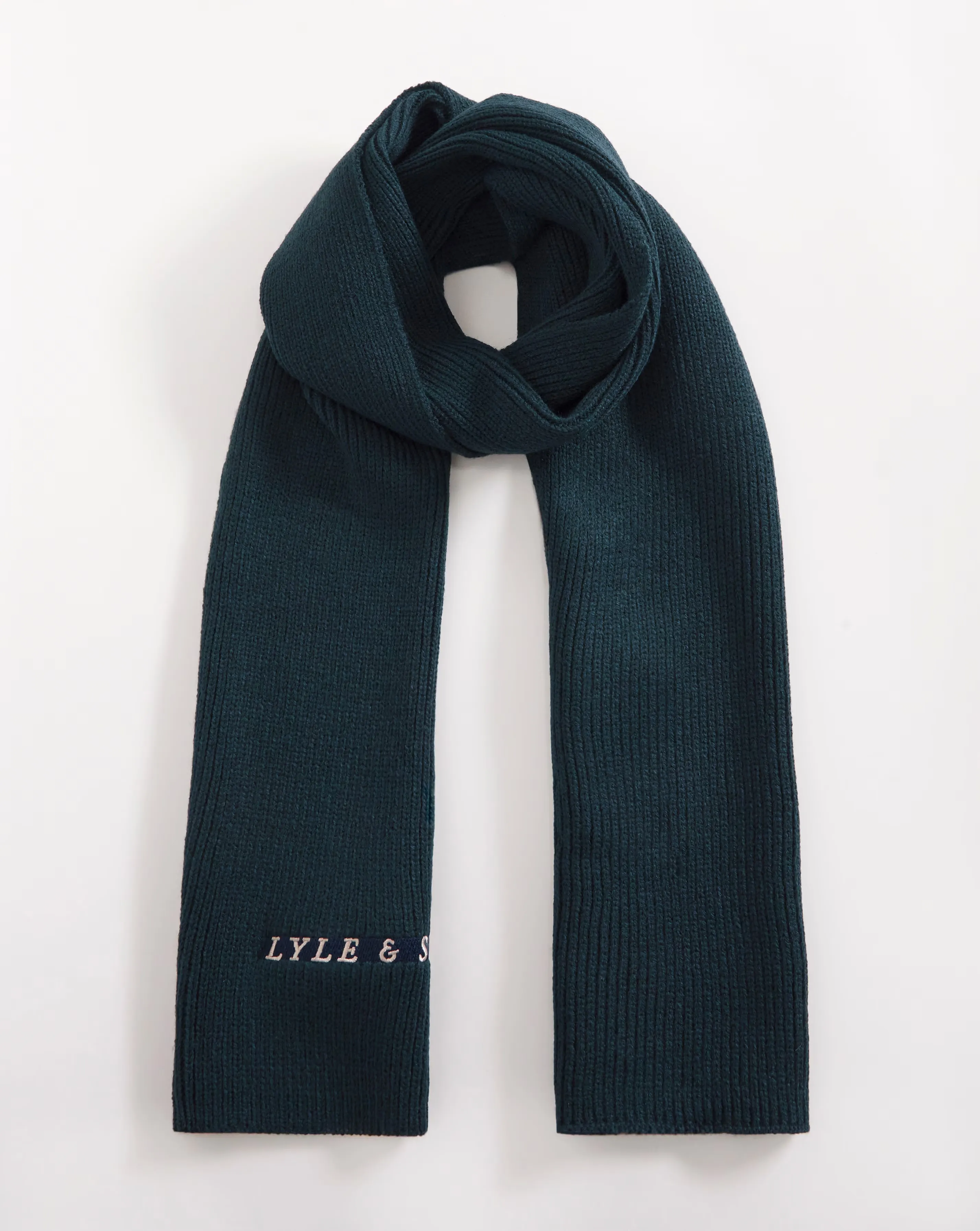 Lyle & Scott Navy Logo Ribbed Scarf 1 Lyle & Scott Navy Logo Ribbed Scarf