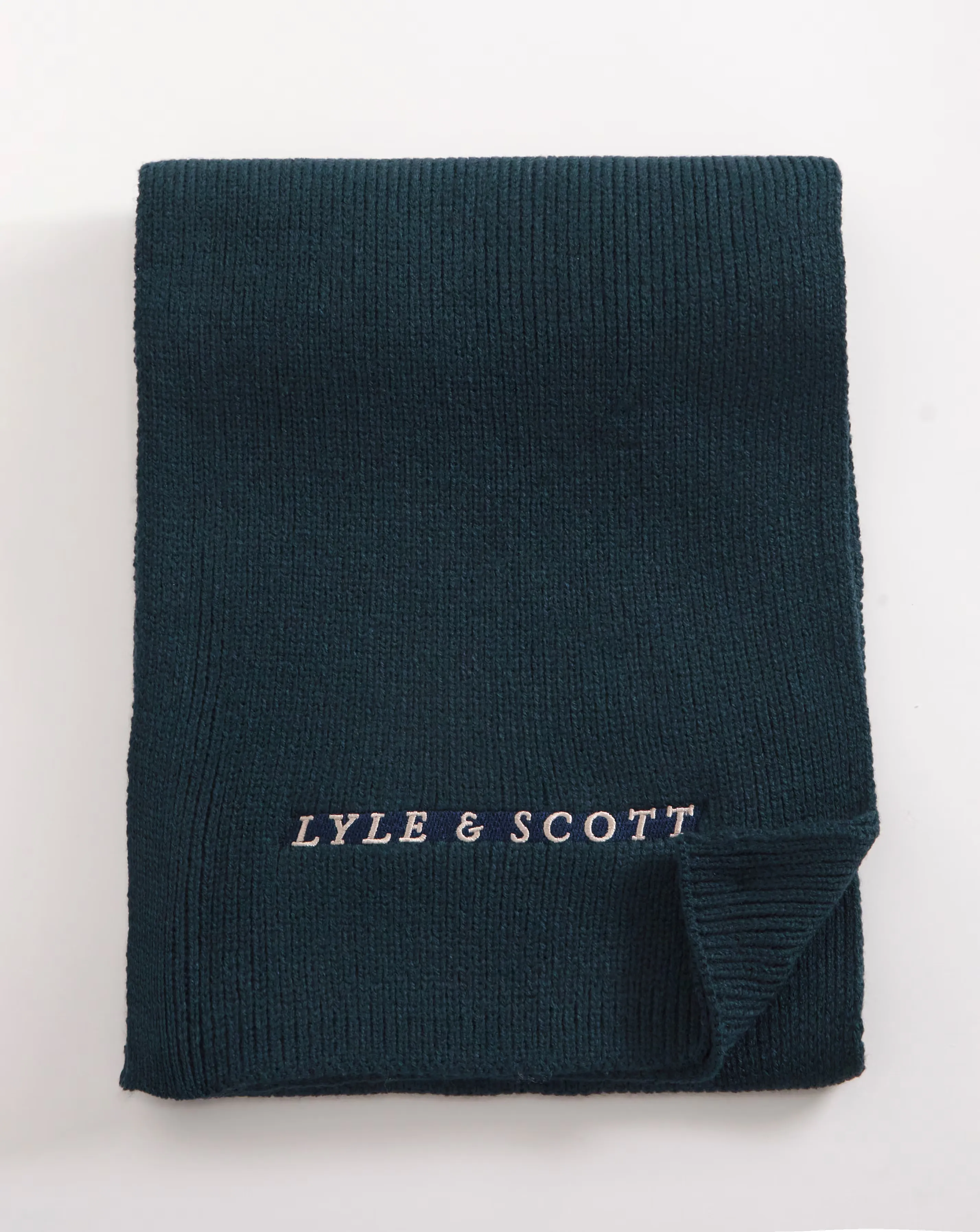 Lyle & Scott Navy Logo Ribbed Scarf 3 Lyle & Scott Navy Logo Ribbed Scarf