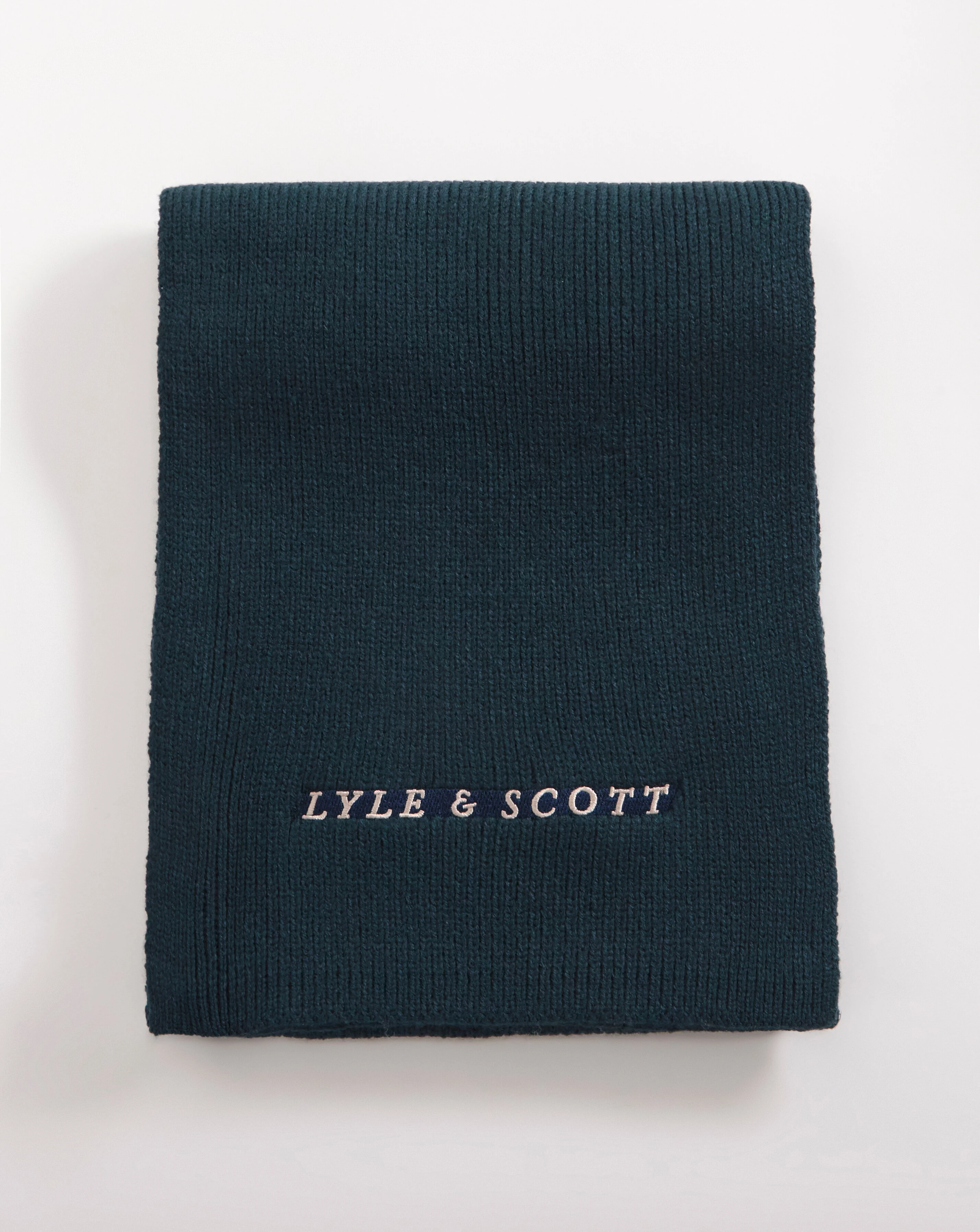 Lyle & Scott Navy Logo Ribbed Scarf 4 Lyle & Scott Navy Logo Ribbed Scarf