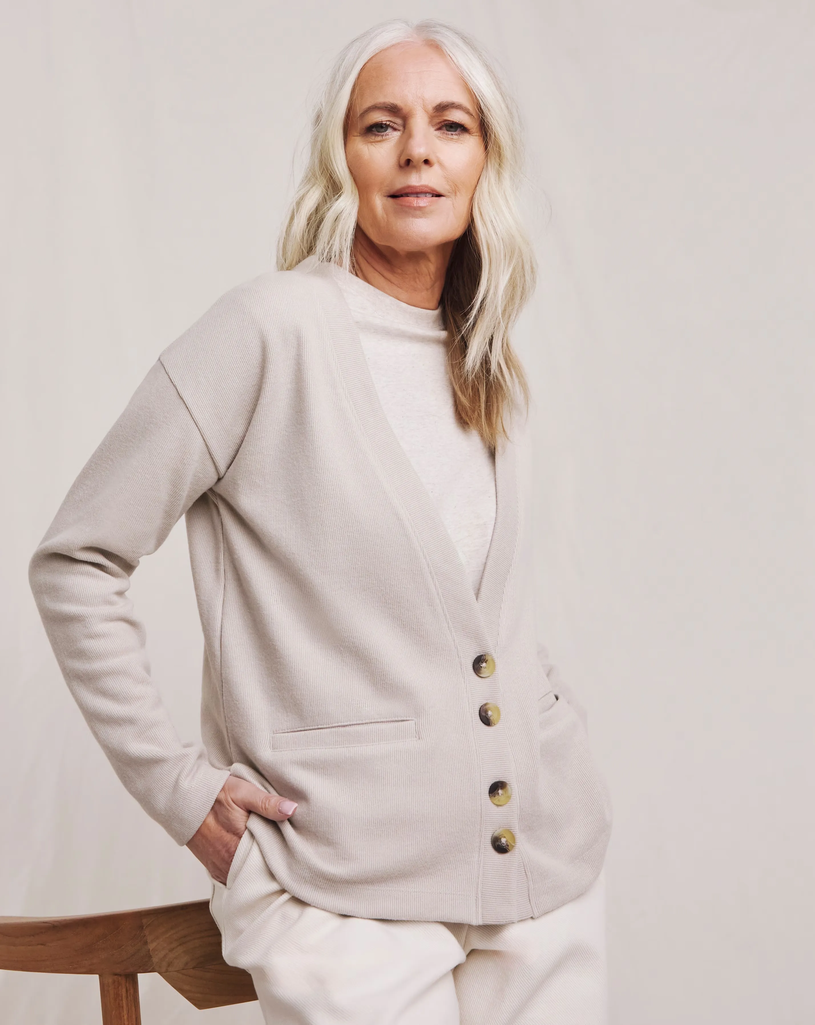 Julipa Brushed Pure Cotton Jersey Rib Cardigan 1 Julipa Brushed Pure Cotton Jersey Rib Cardigan