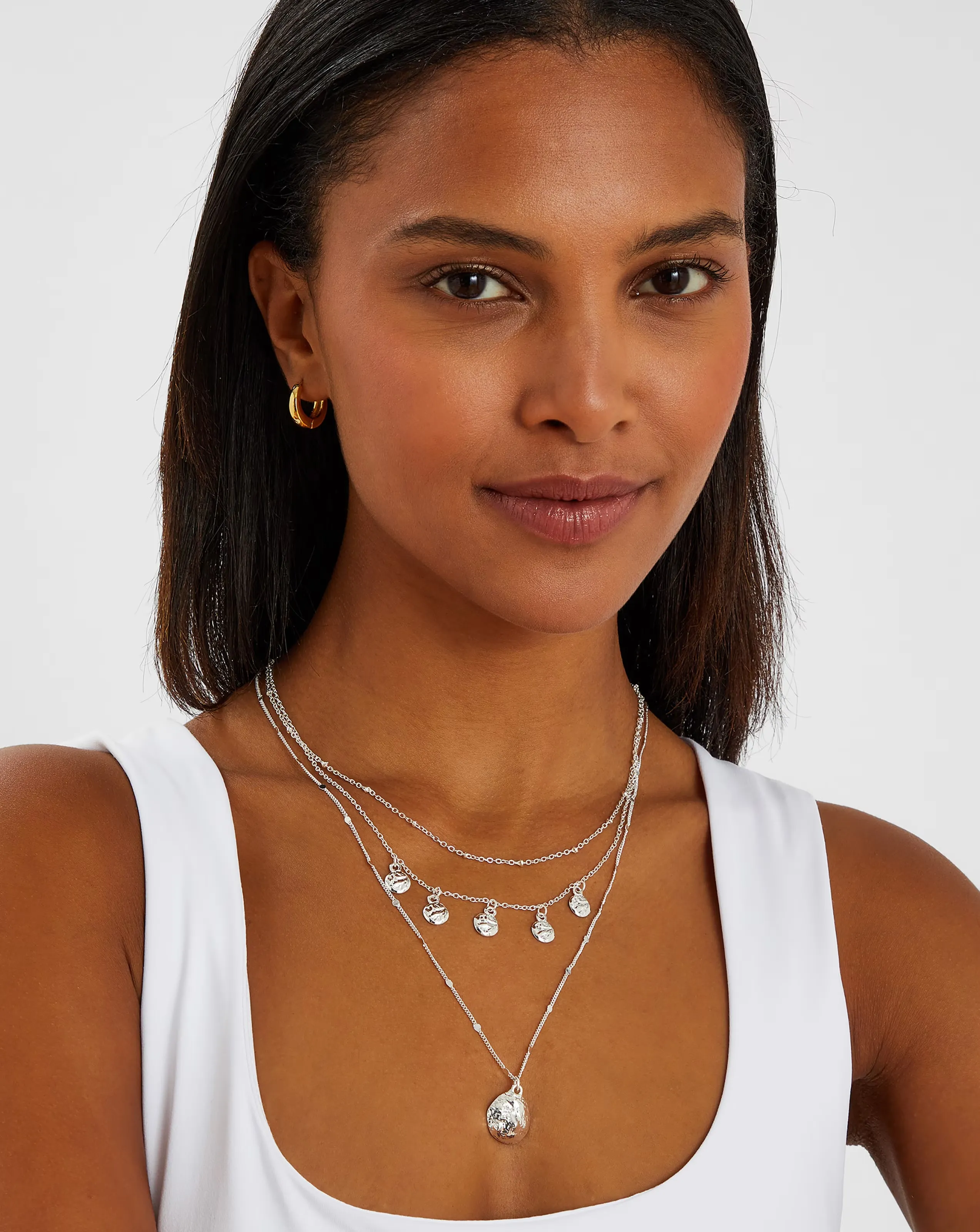 Accessorize Textured Charm Layered Necklace 2 Accessorize Textured Charm Layered Necklace