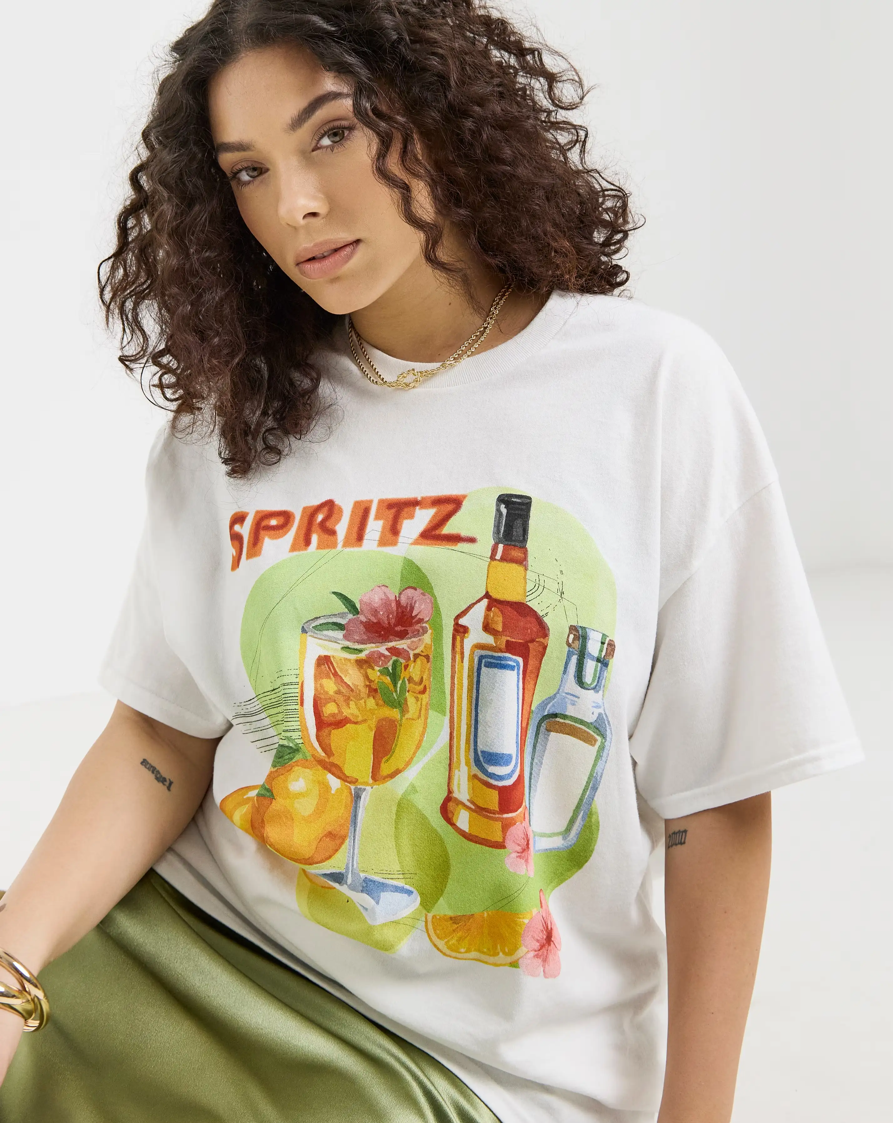 Simply Be White Spritz Graphic T-Shirt 1 Simply Be White Spritz Graphic T-Shirt