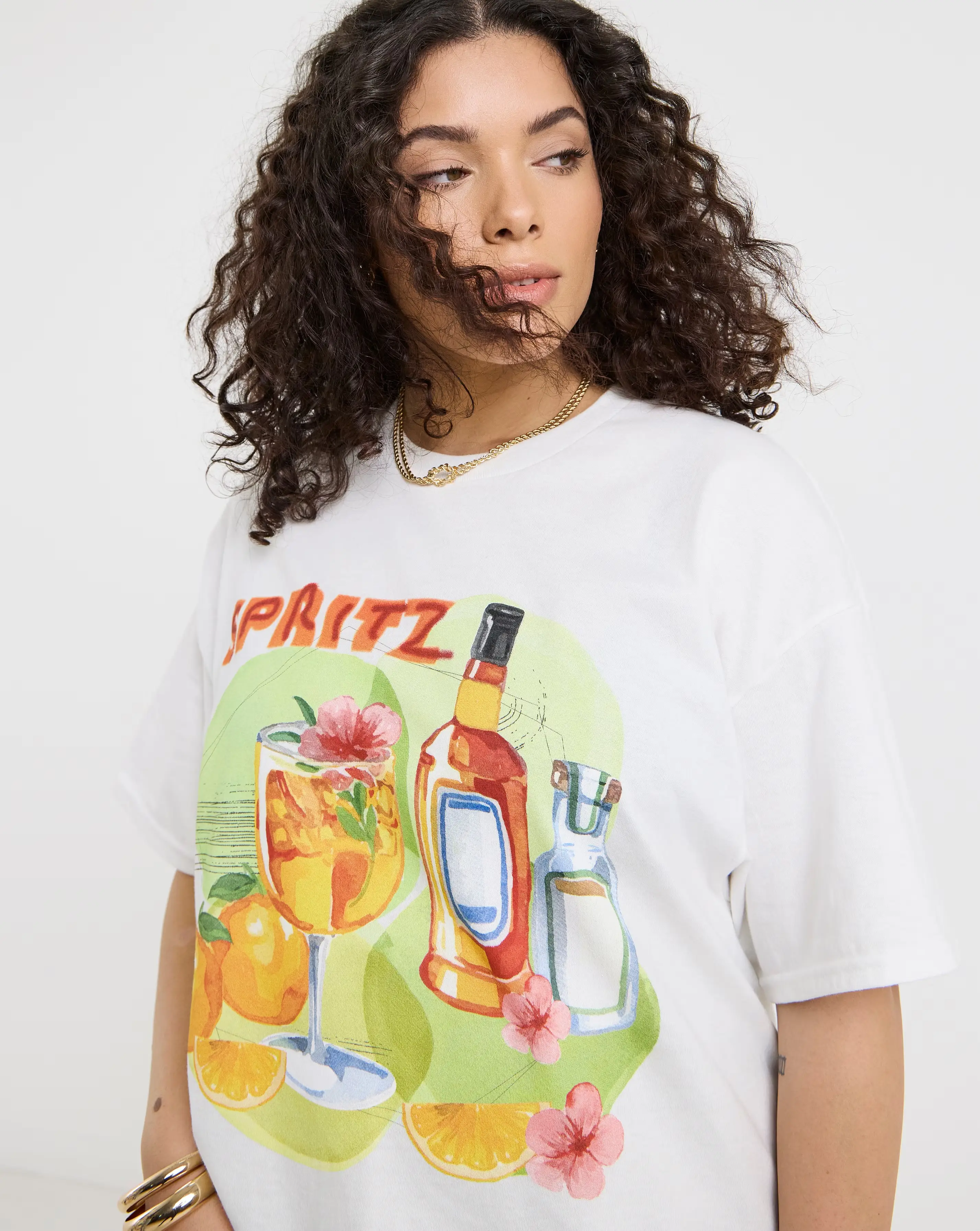 Simply Be White Spritz Graphic T-Shirt 4 Simply Be White Spritz Graphic T-Shirt