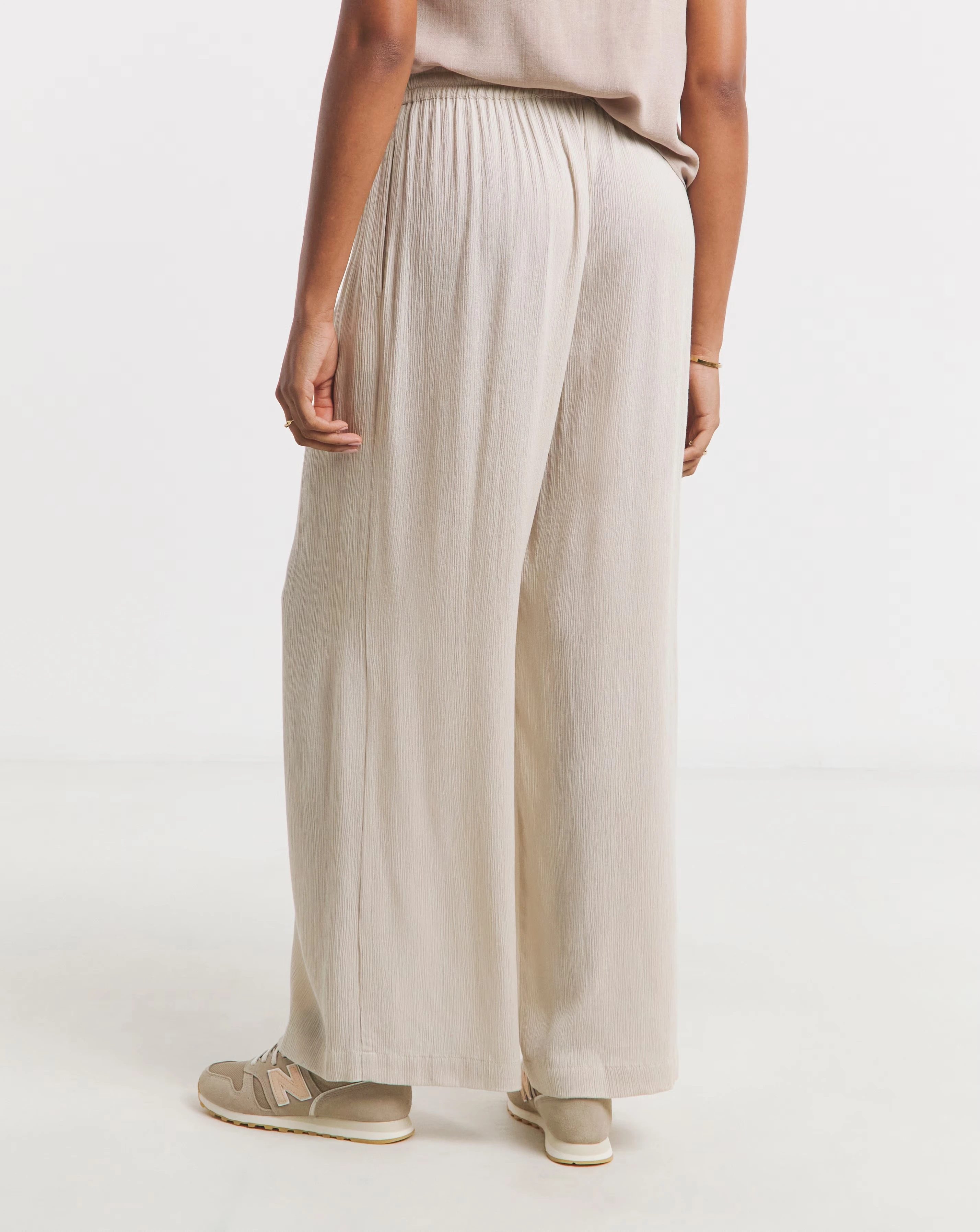 Stone Tie Waist Crinkle Wide Leg Trousers 2 Stone Tie Waist Crinkle Wide Leg Trousers
