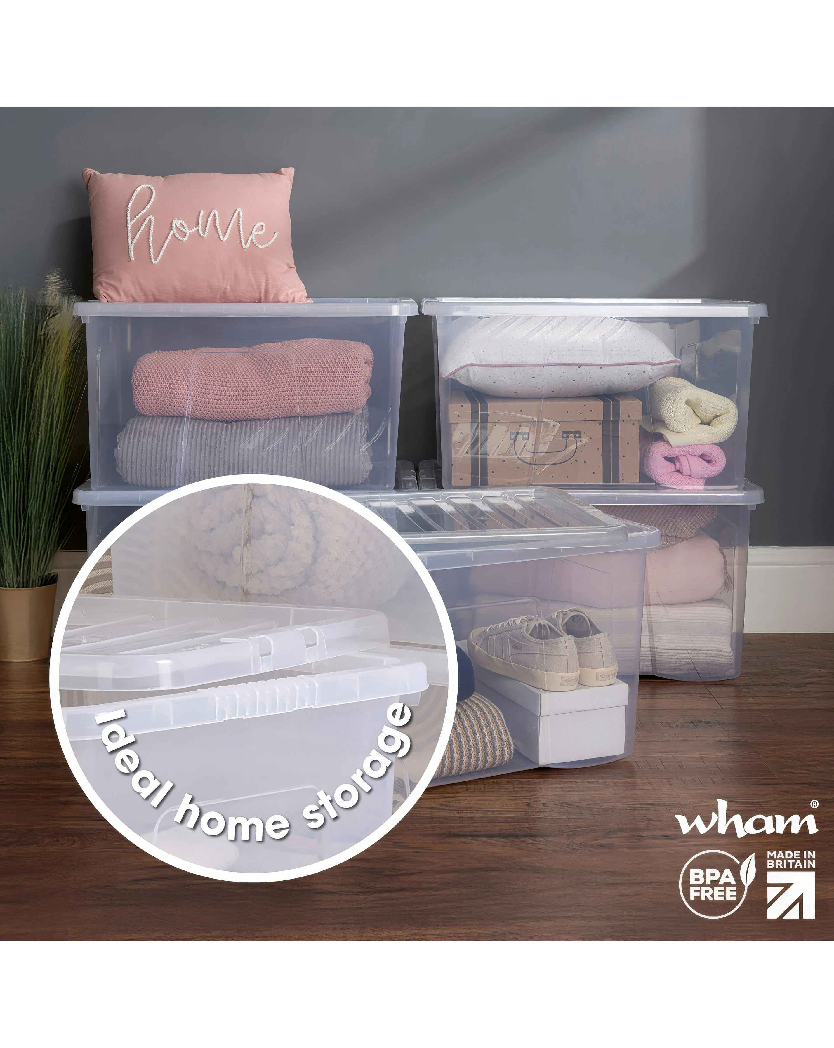 Wham Crystal 60L Box and Lid 5pk 3 Wham Crystal 60L Box and Lid 5pk