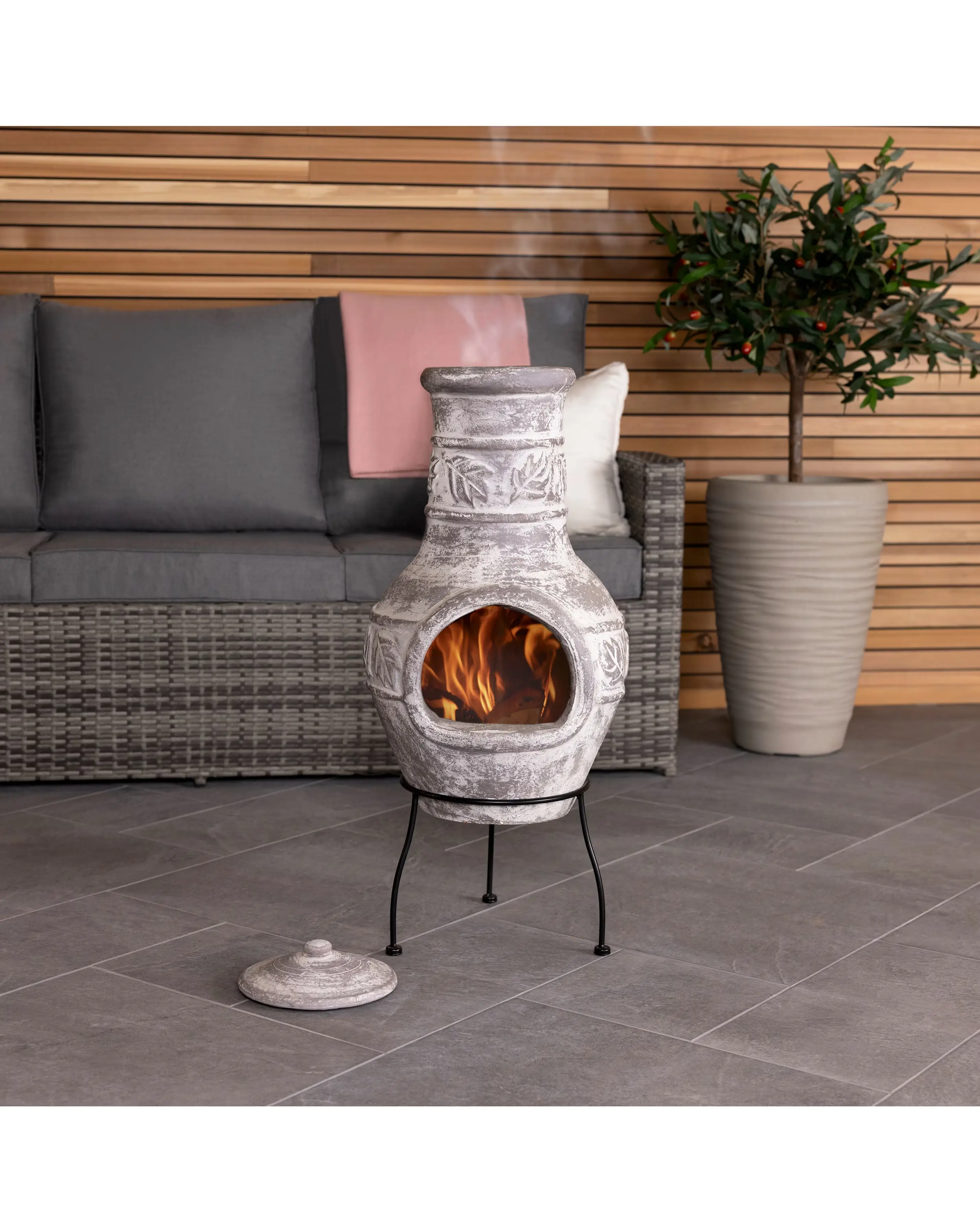Charles Bentley Acopulco Grey Clay Chiminea 1 Charles Bentley Acopulco Grey Clay Chiminea