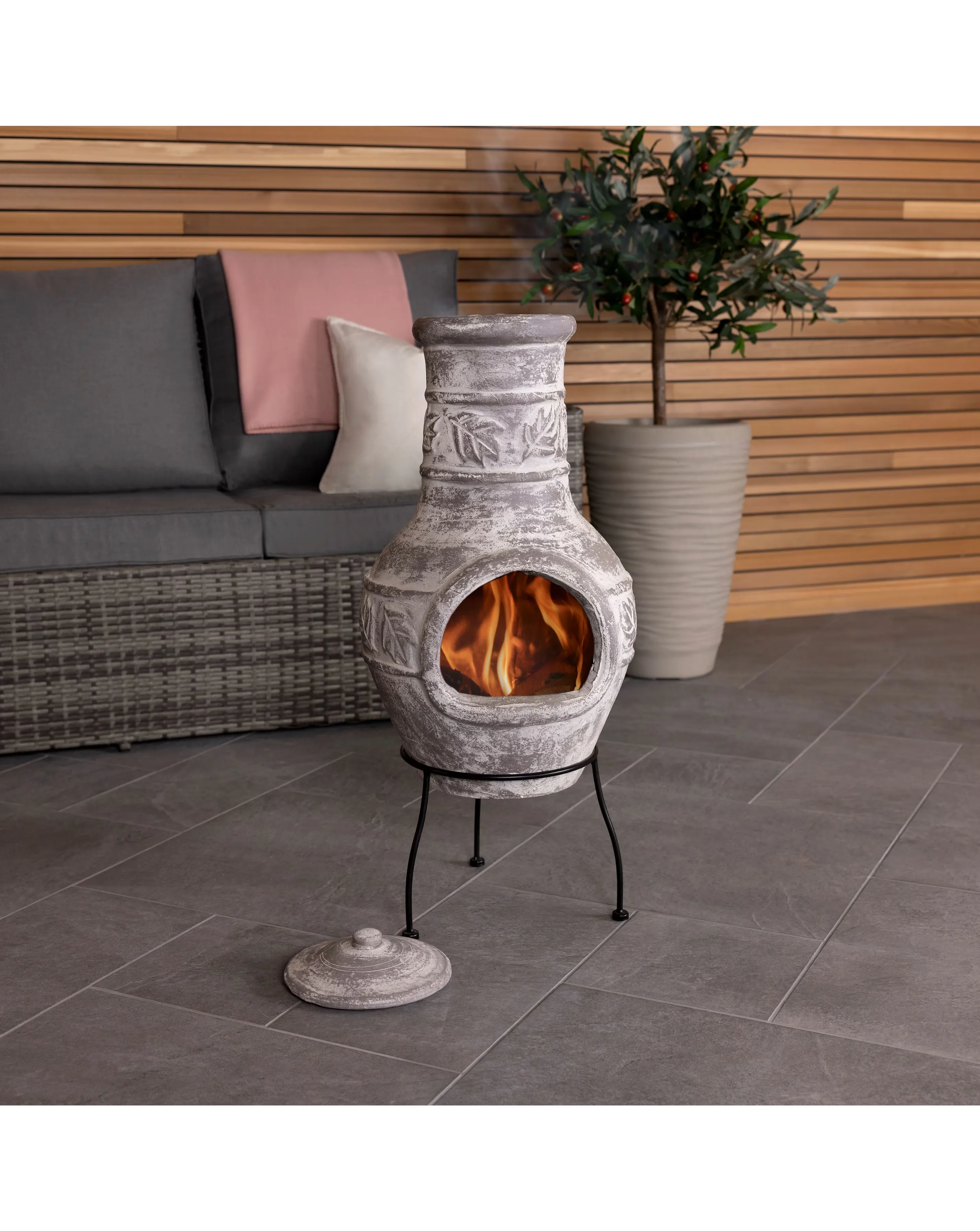 Charles Bentley Acopulco Grey Clay Chiminea 2 Charles Bentley Acopulco Grey Clay Chiminea