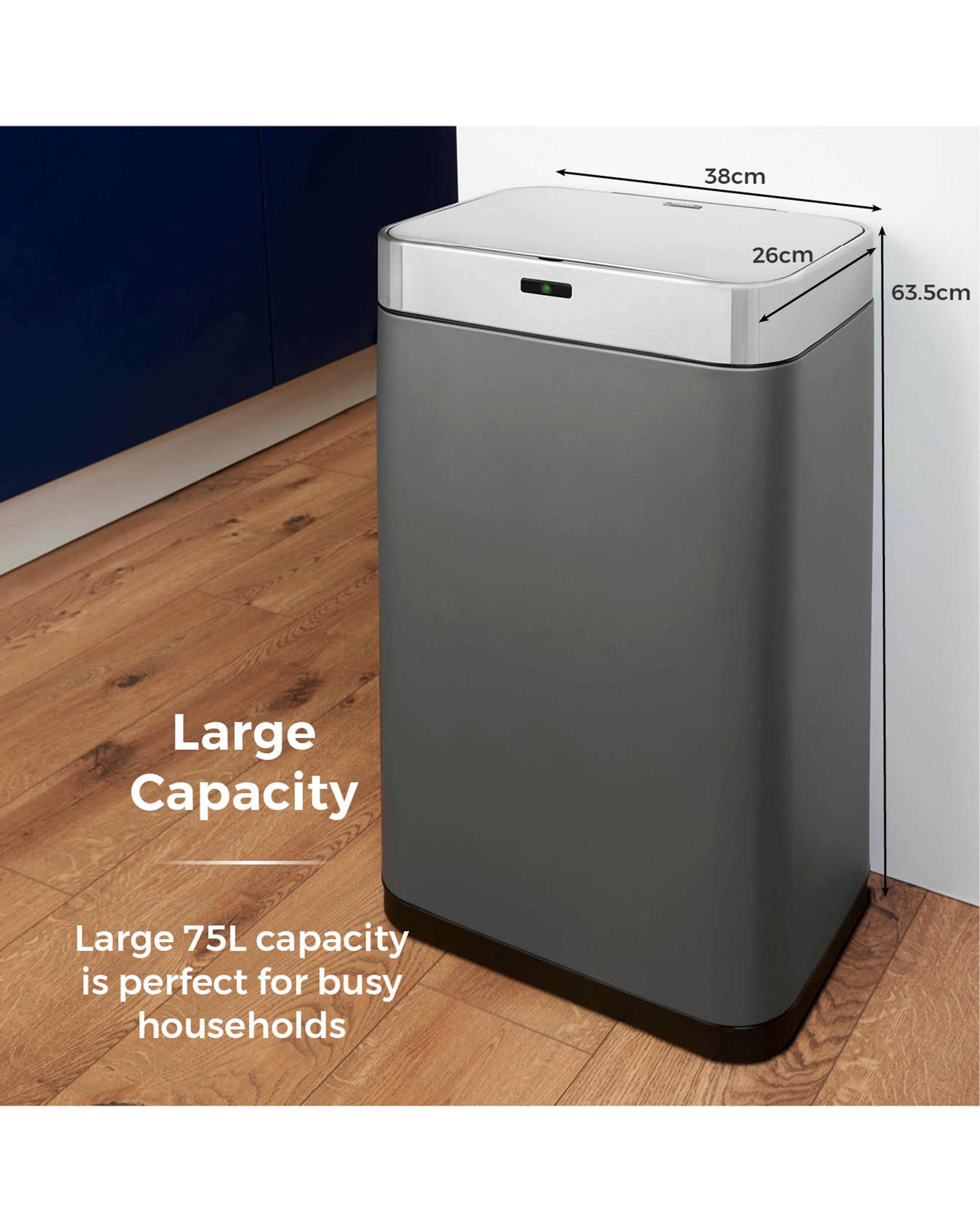 Tower 75L Sensor Bin Titanium 6 Tower 75L Sensor Bin Titanium