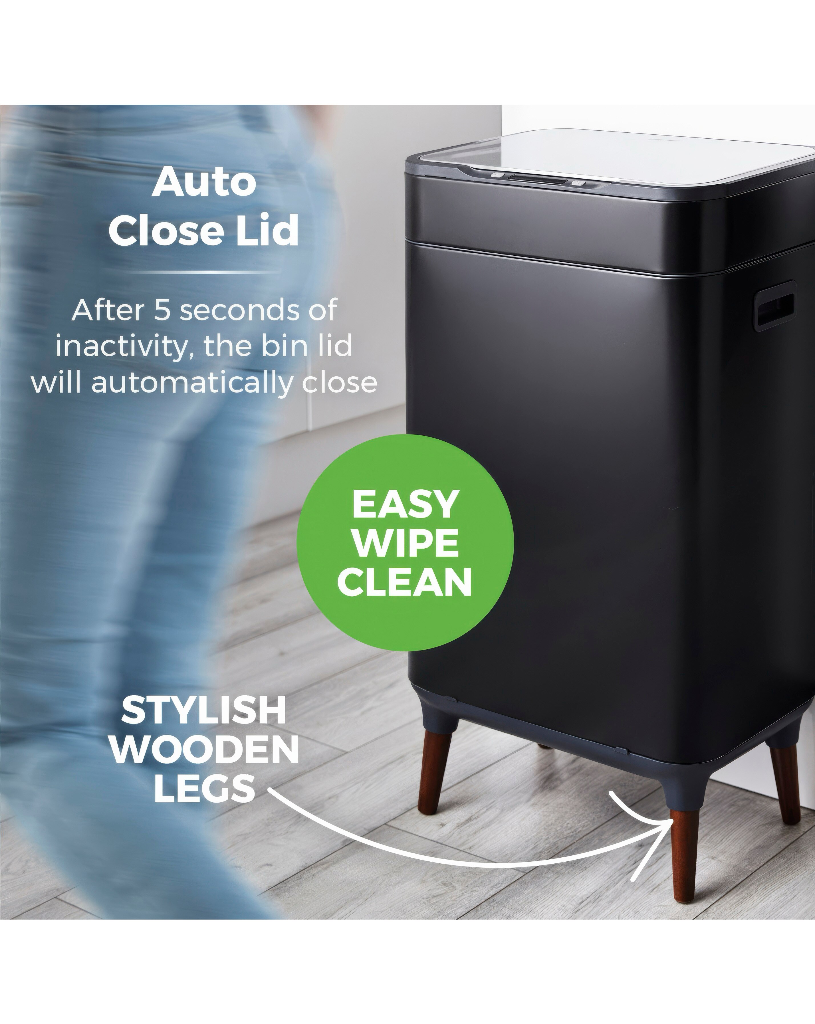 Tower 65l Ozone Sensor Bin - Black 7 Tower 65l Ozone Sensor Bin - Black