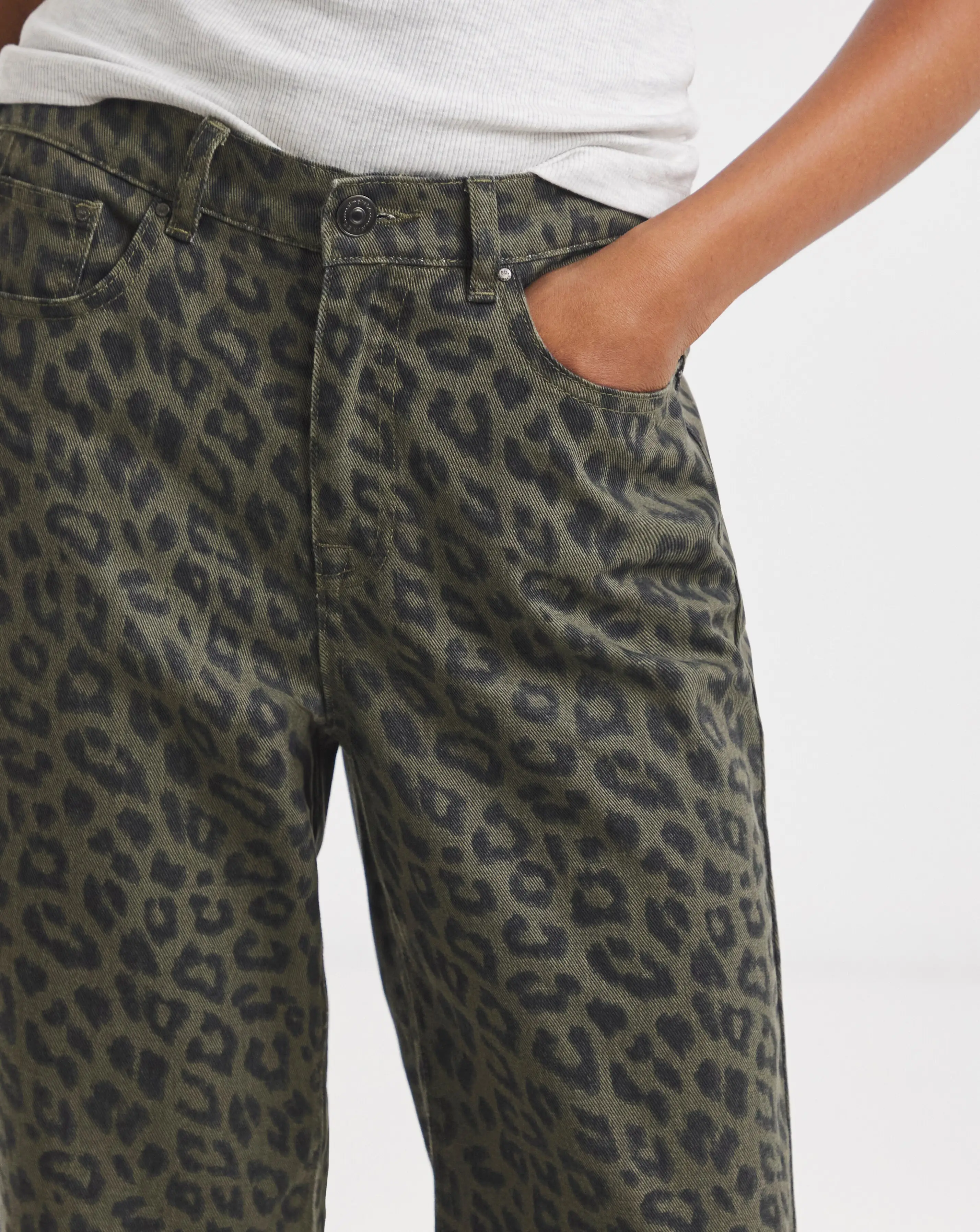 Simply Be Olive Leopard Straight Leg Jeans 9 Simply Be Olive Leopard Straight Leg Jeans