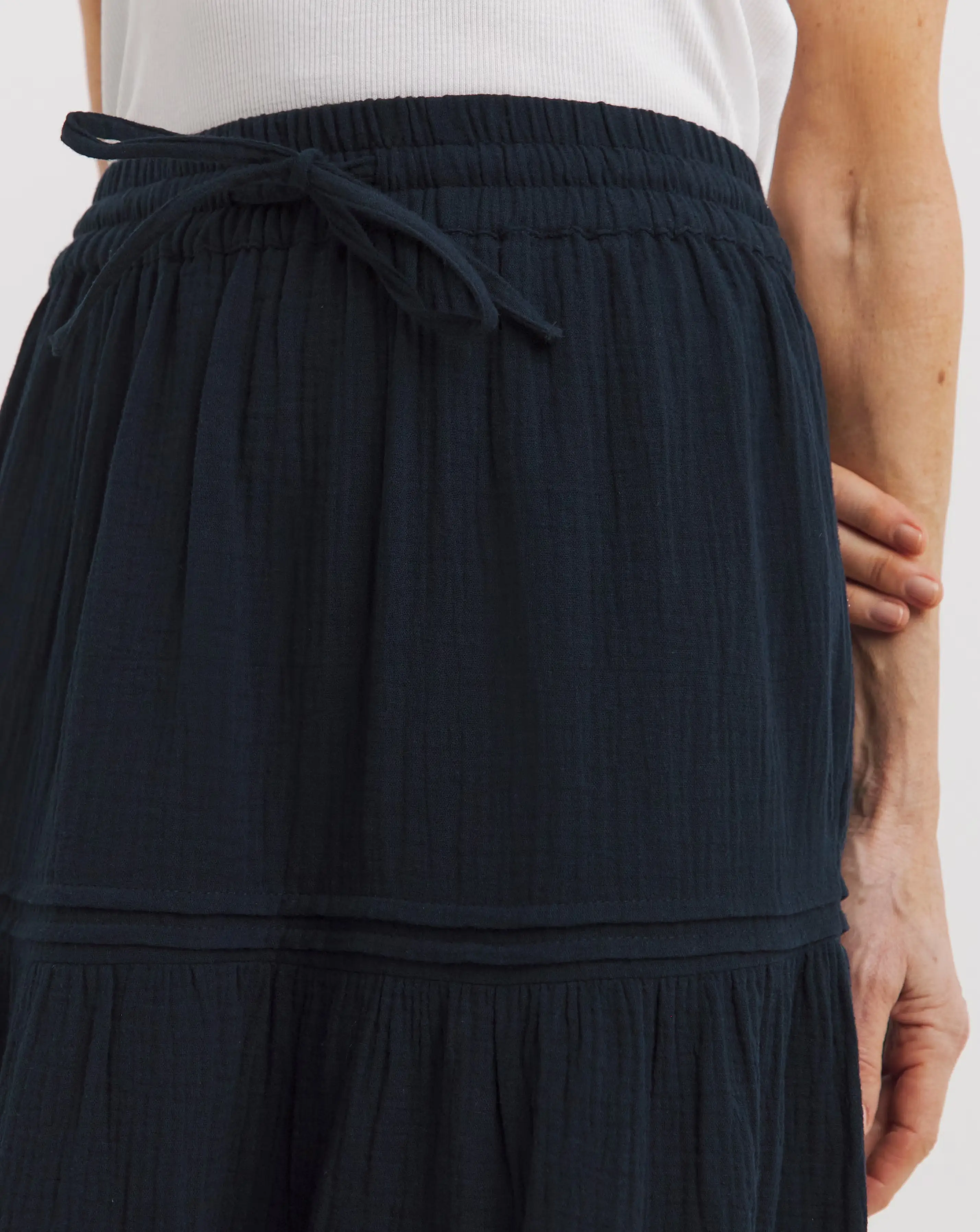 Pure Cotton Textured Tiered Midi Skirt 4 Pure Cotton Textured Tiered Midi Skirt