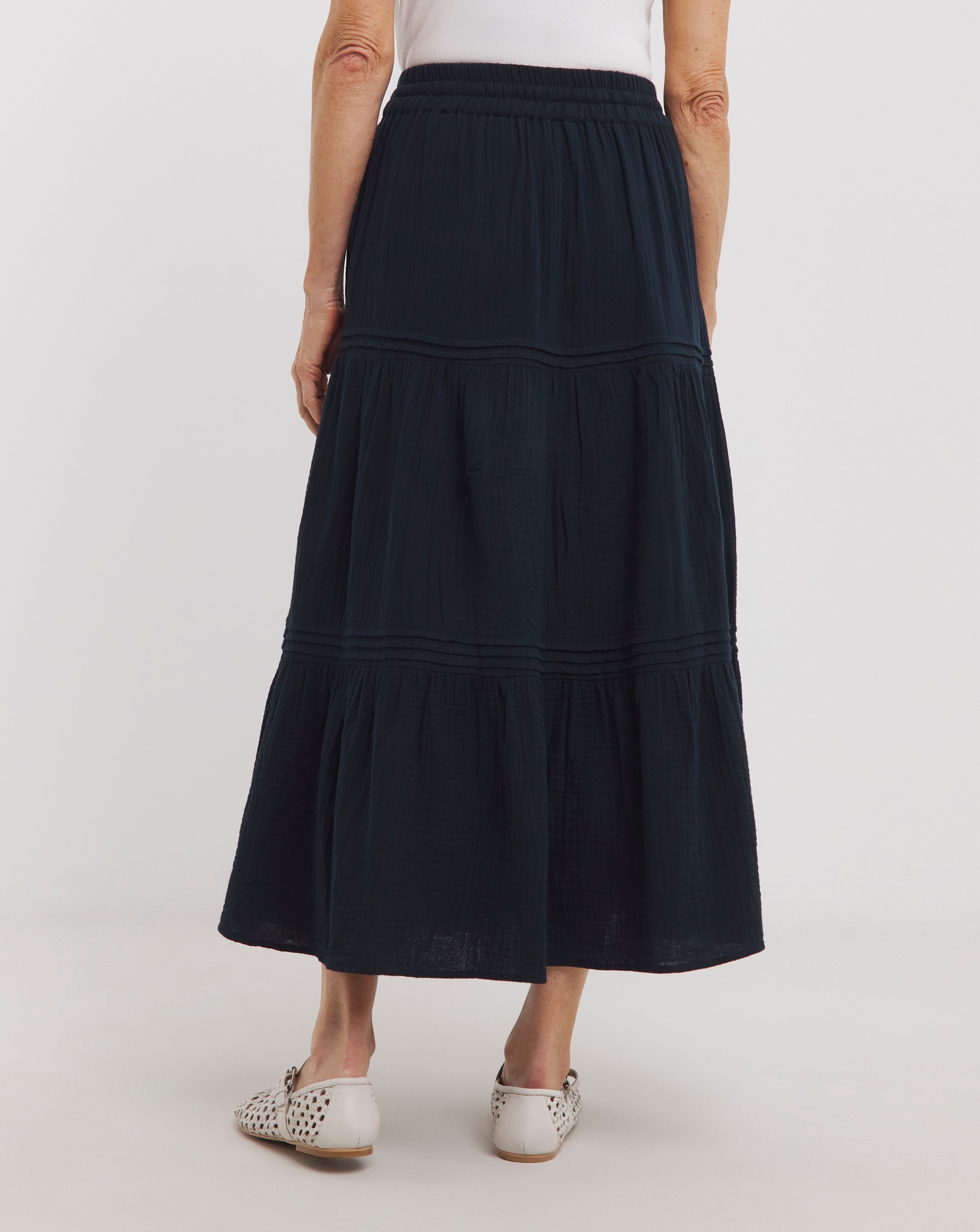 Pure Cotton Textured Tiered Midi Skirt 5 Pure Cotton Textured Tiered Midi Skirt