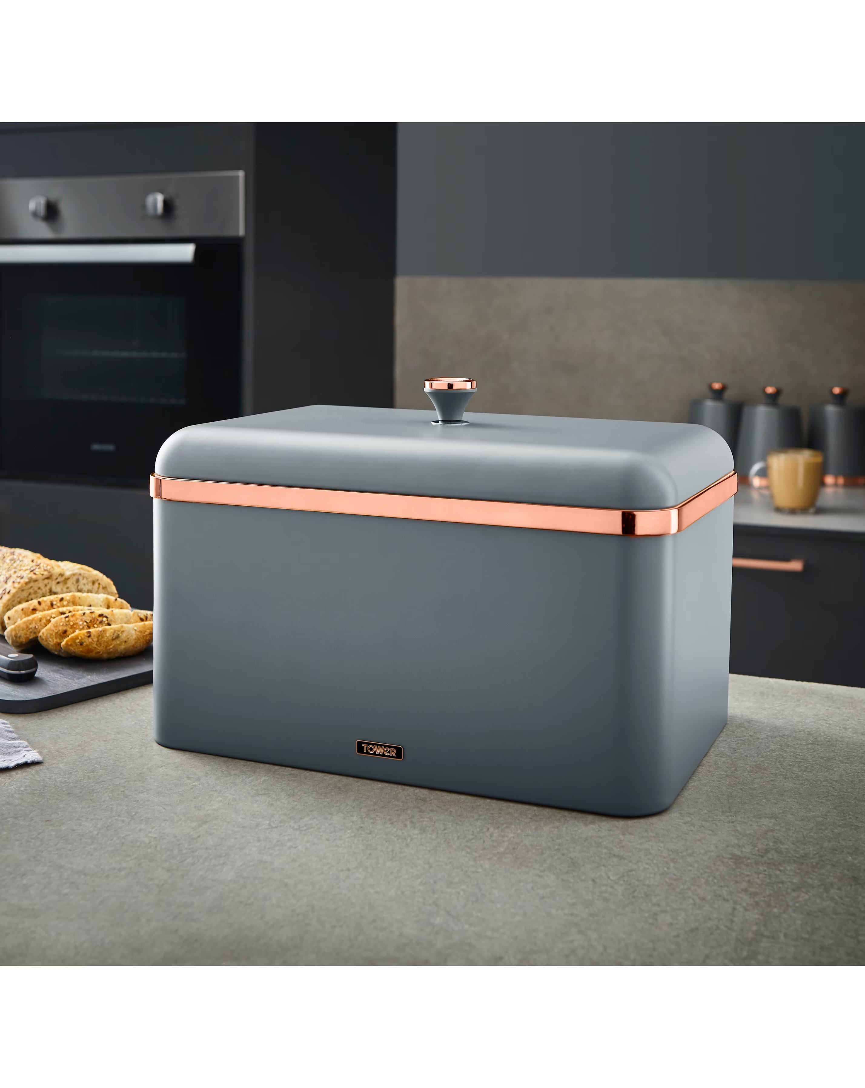 Tower Cavaletto Bread Bin Grey 4 Tower Cavaletto Bread Bin Grey