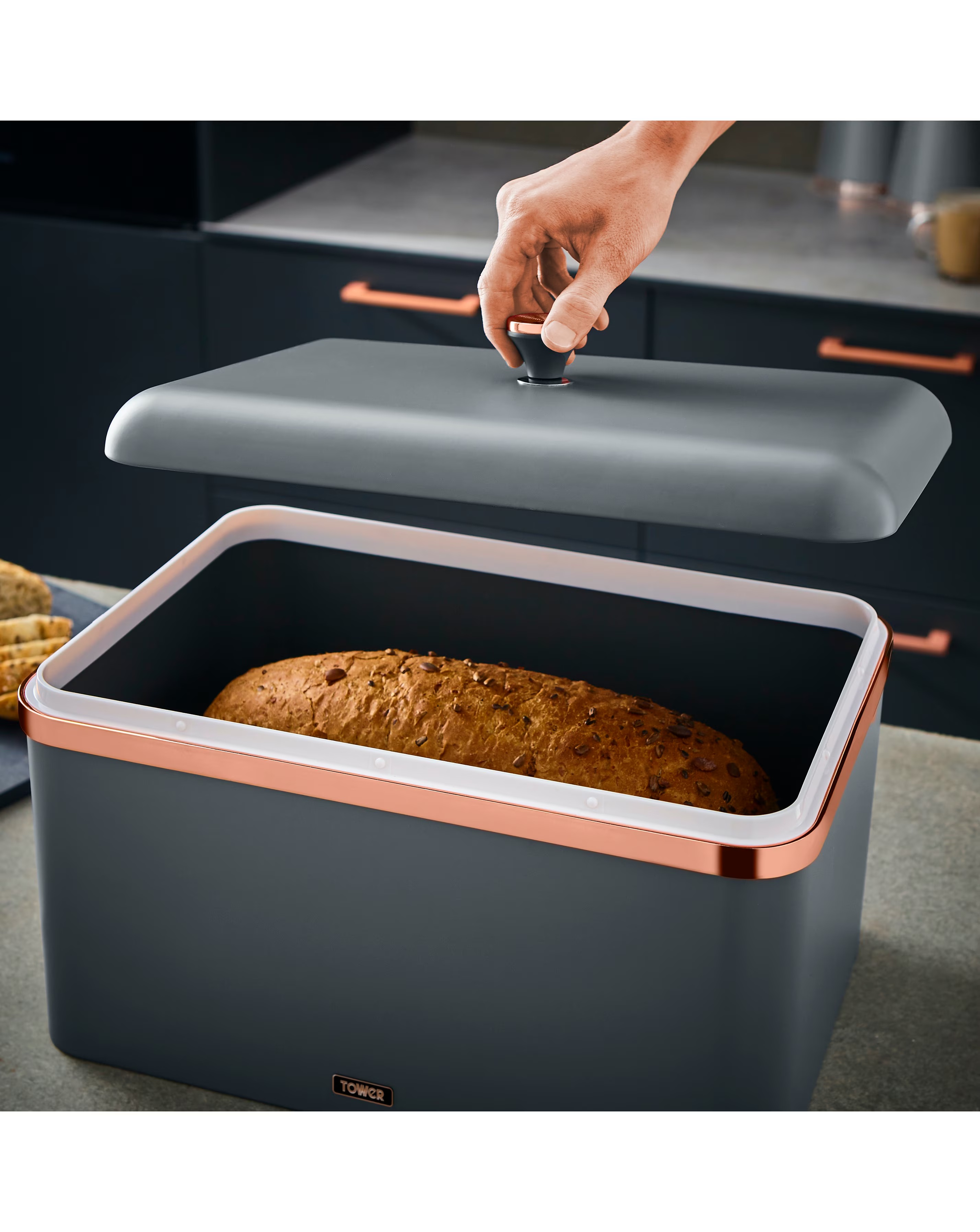 Tower Cavaletto Bread Bin Grey 6 Tower Cavaletto Bread Bin Grey