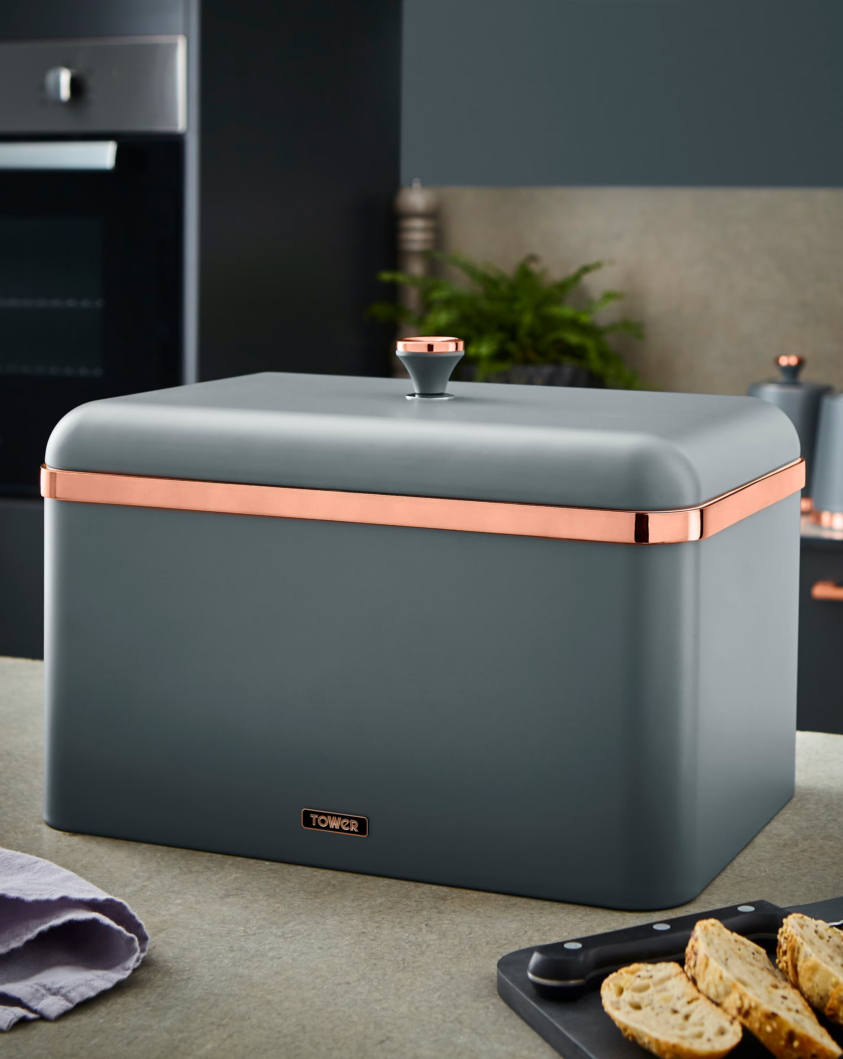 Tower Cavaletto Bread Bin Grey 8 Tower Cavaletto Bread Bin Grey