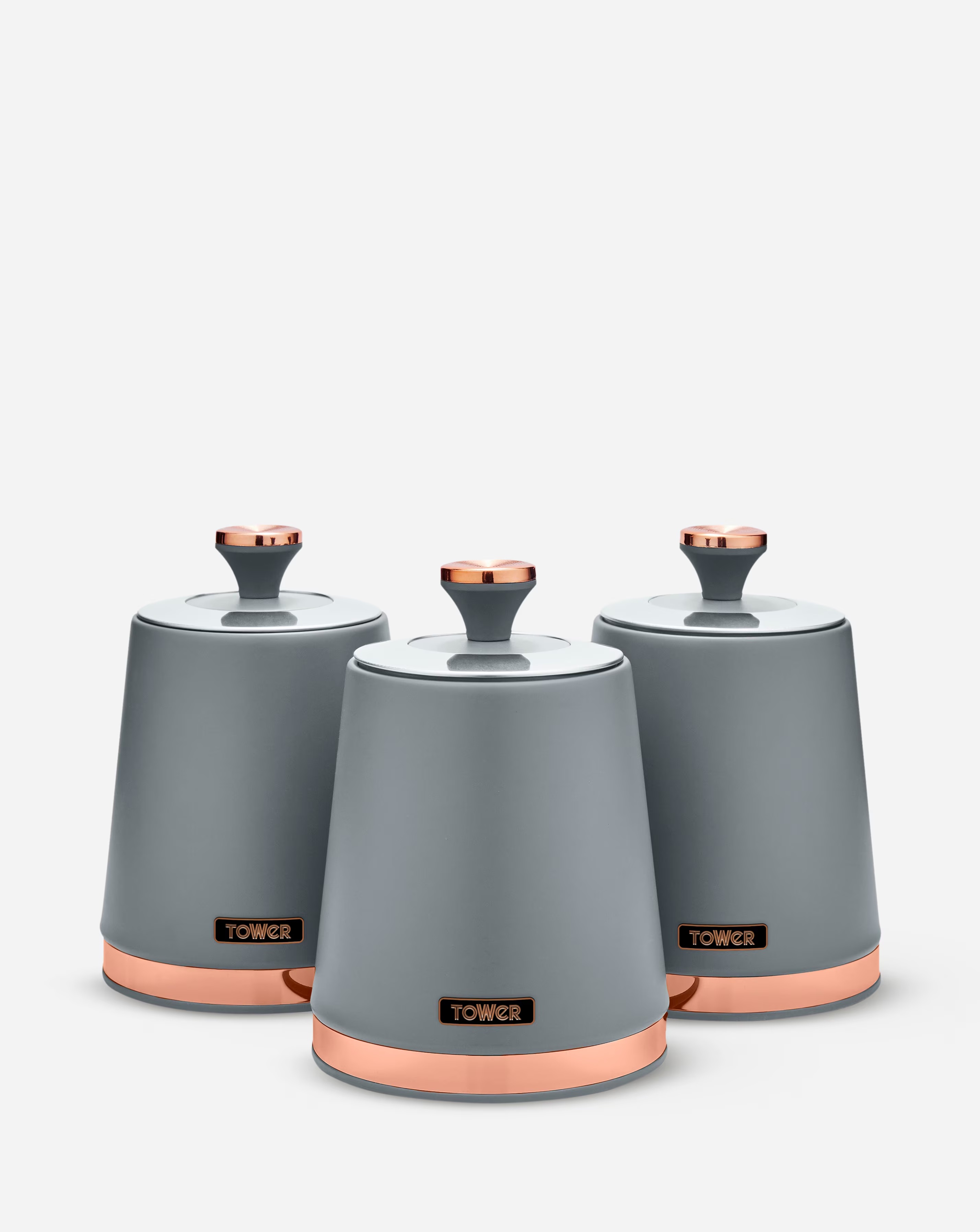 Tower Cavaletto Set of 3 Canisters Grey 1 Tower Cavaletto Set of 3 Canisters Grey