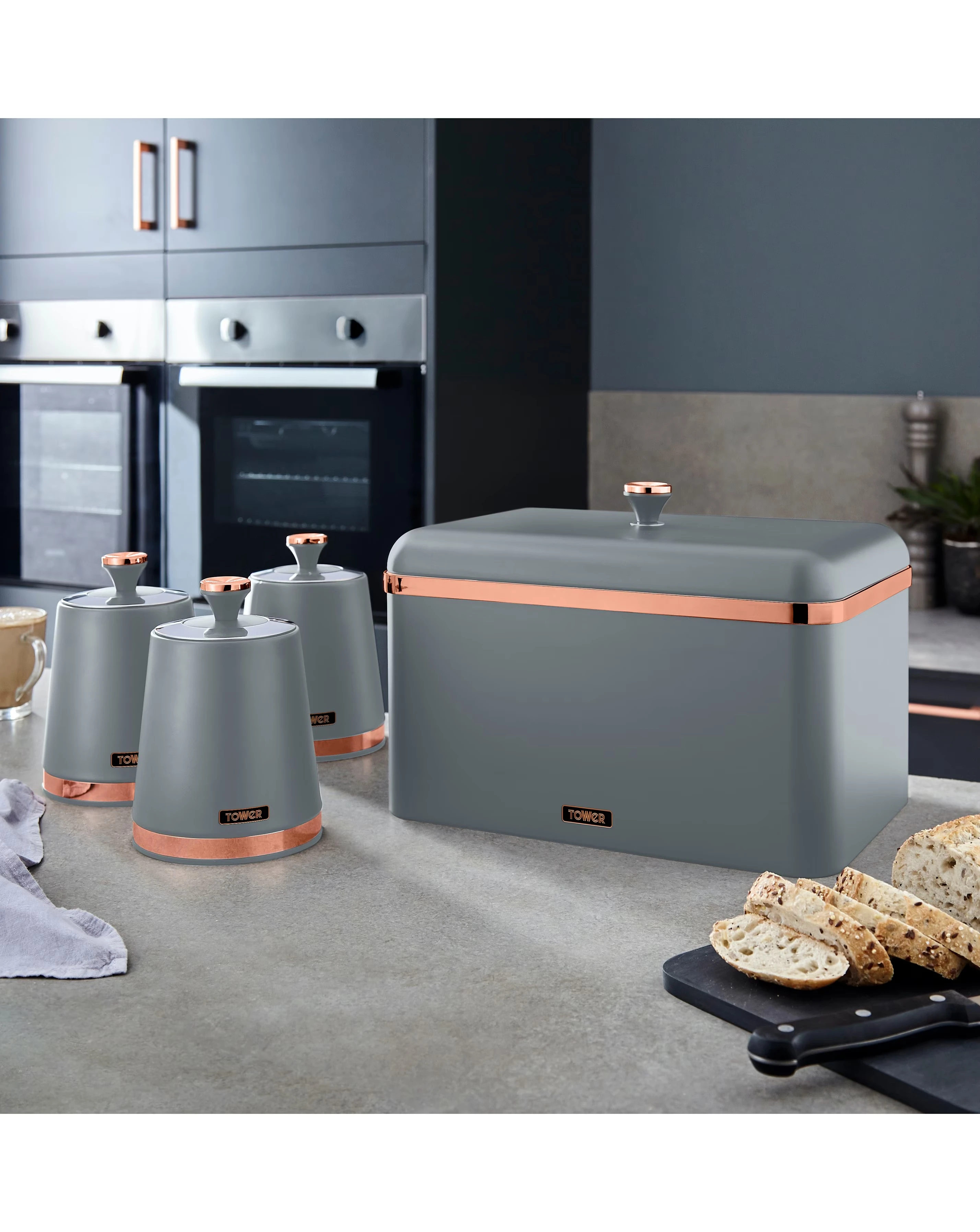 Tower Cavaletto Set of 3 Canisters Grey 6 Tower Cavaletto Set of 3 Canisters Grey