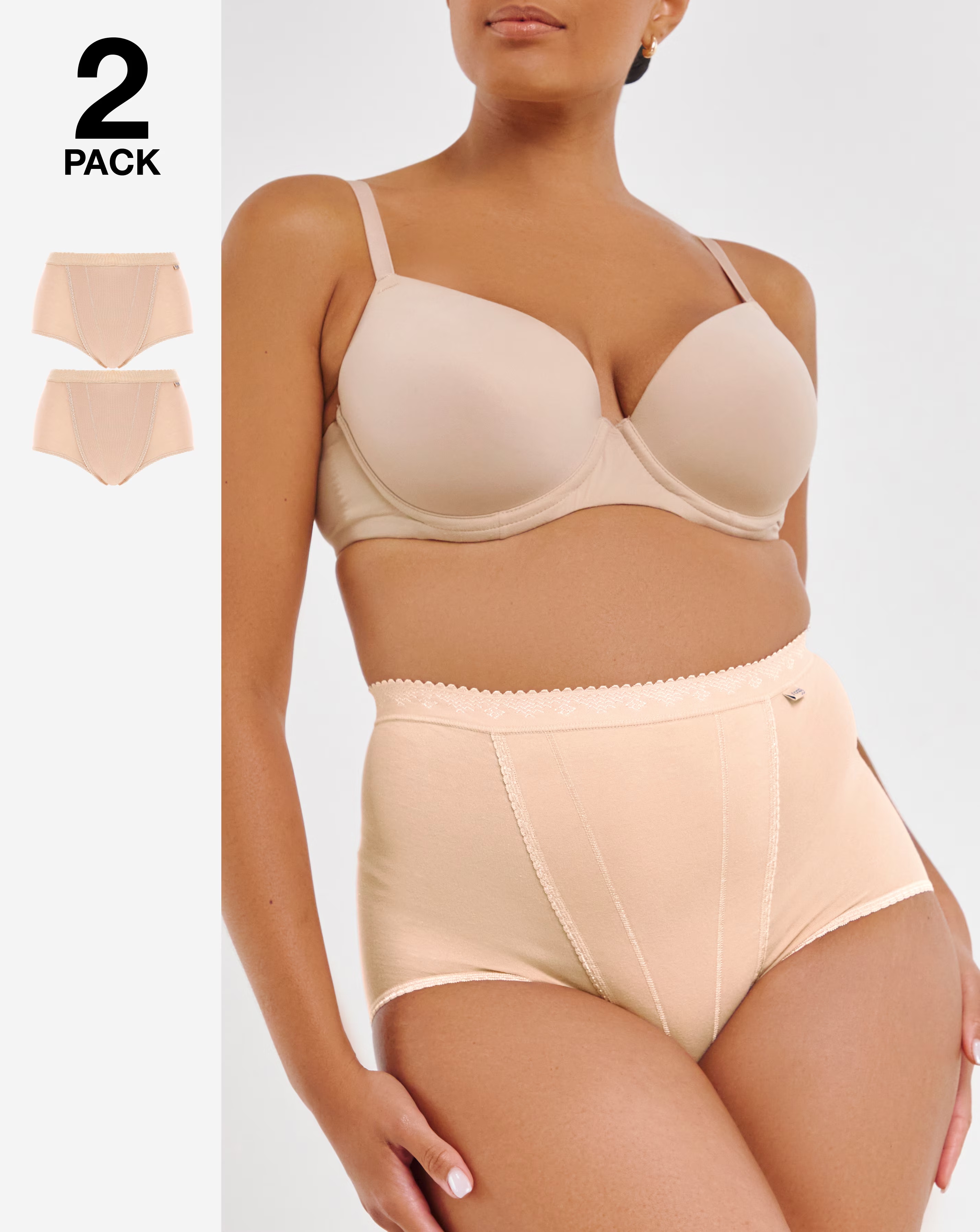 Sloggi (2 Pack) Light Control Maxi Knickers Skin 1 Sloggi (2 Pack) Light Control Maxi Knickers Skin