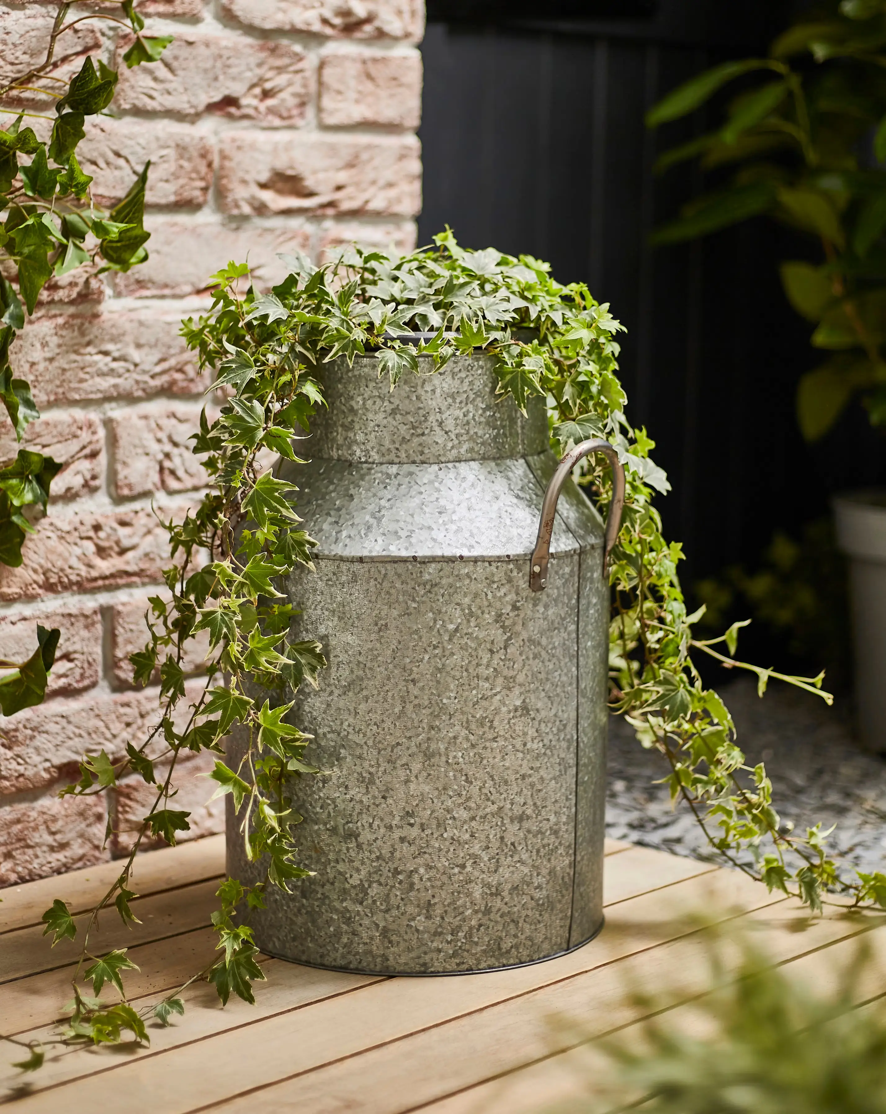 Ivyline Galvanised Milk Churn H42cm 1 Ivyline Galvanised Milk Churn H42cm