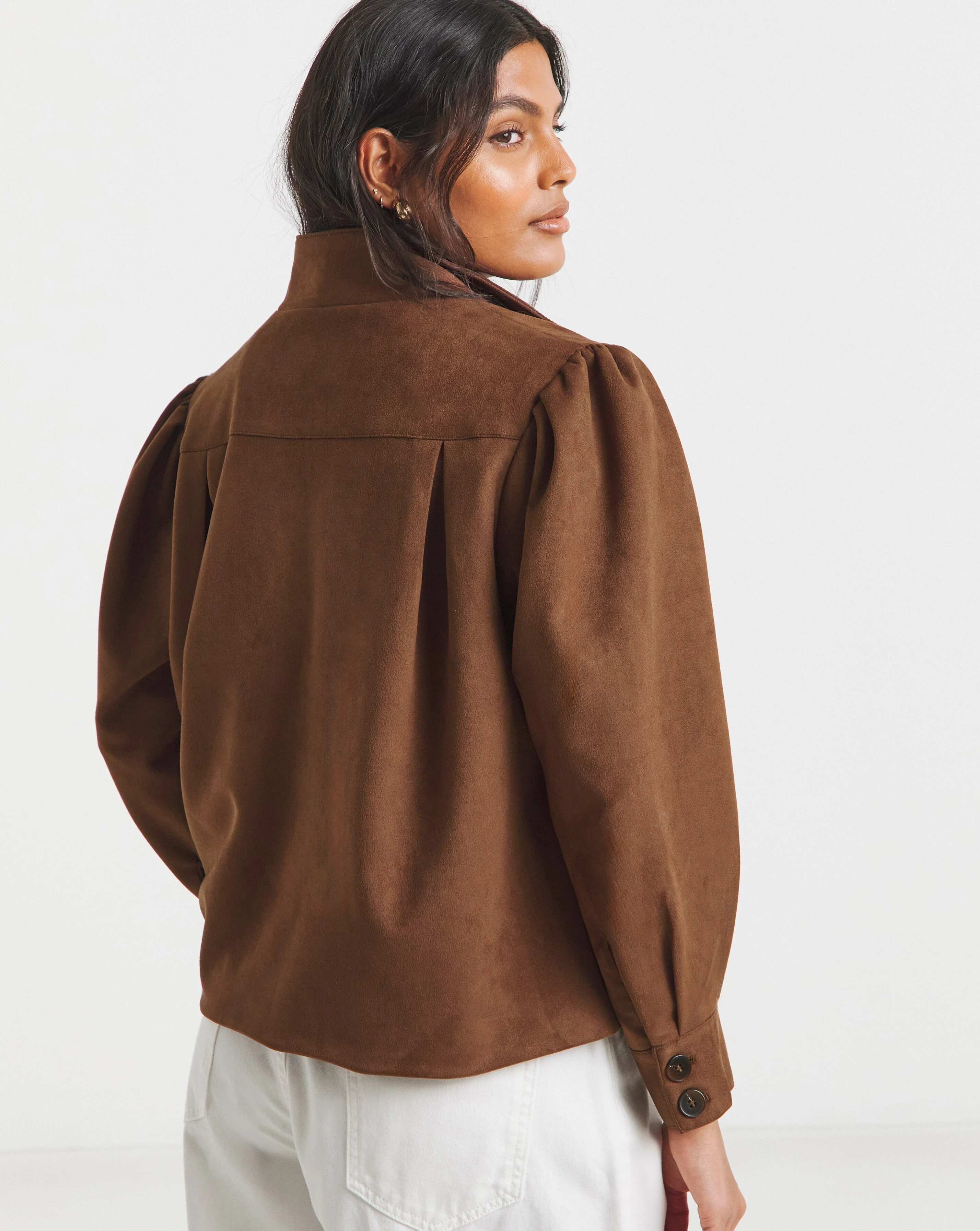 Simply Be Tan Funnel Neck Suedette Jacket 3 Simply Be Tan Funnel Neck Suedette Jacket