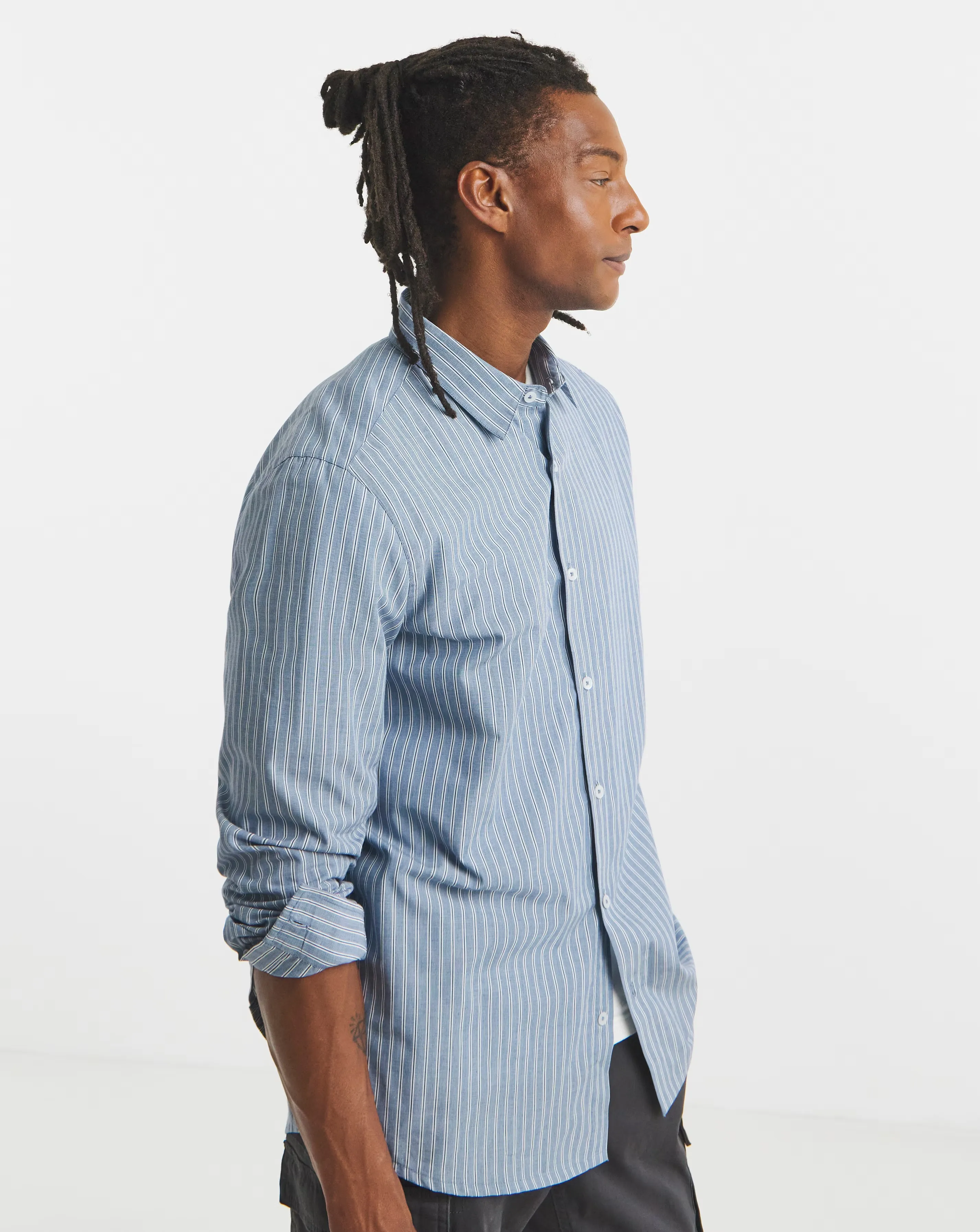 Long Sleeve Poplin Stripe Shirt Long