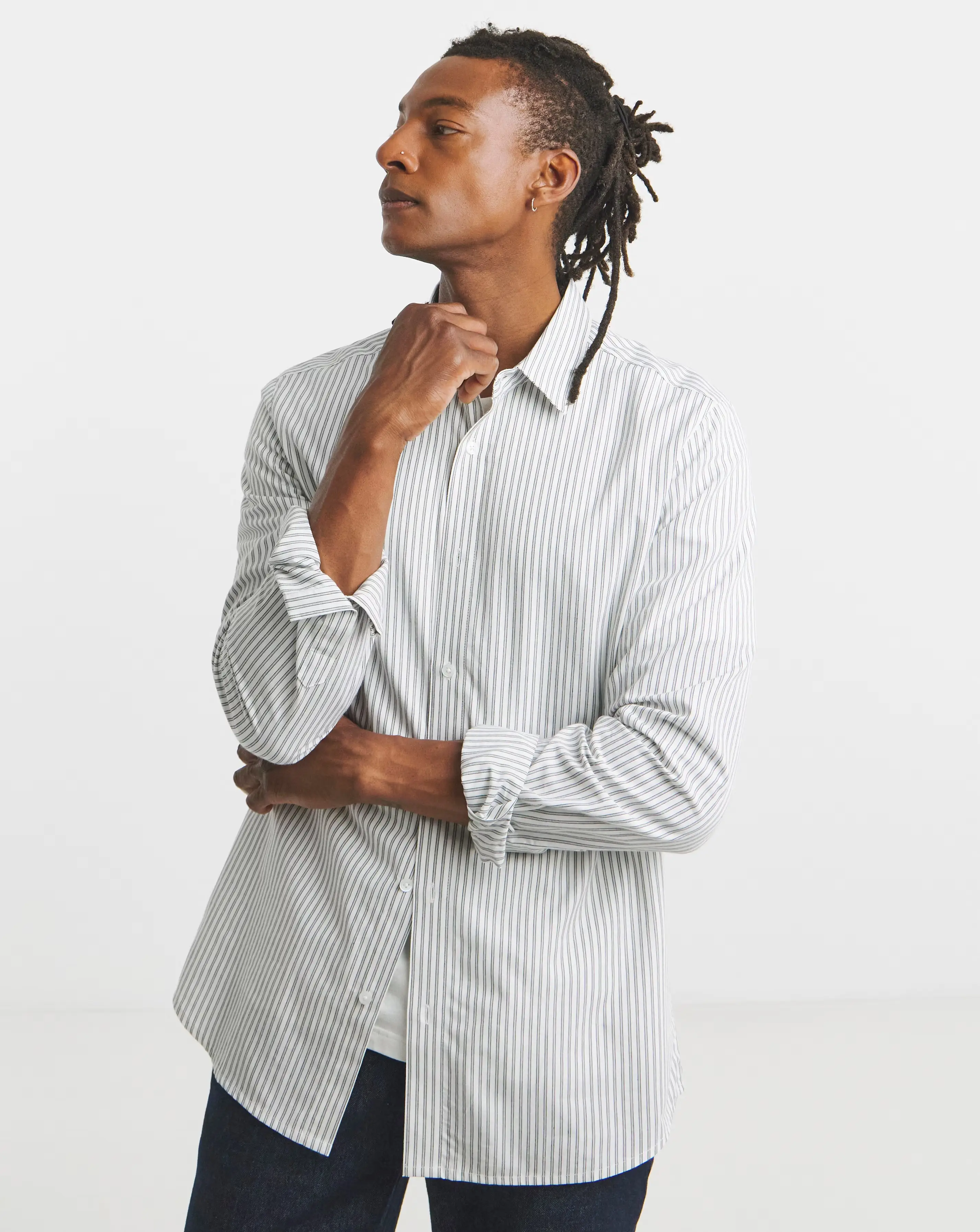 Long Sleeve Poplin Stripe Shirt Long