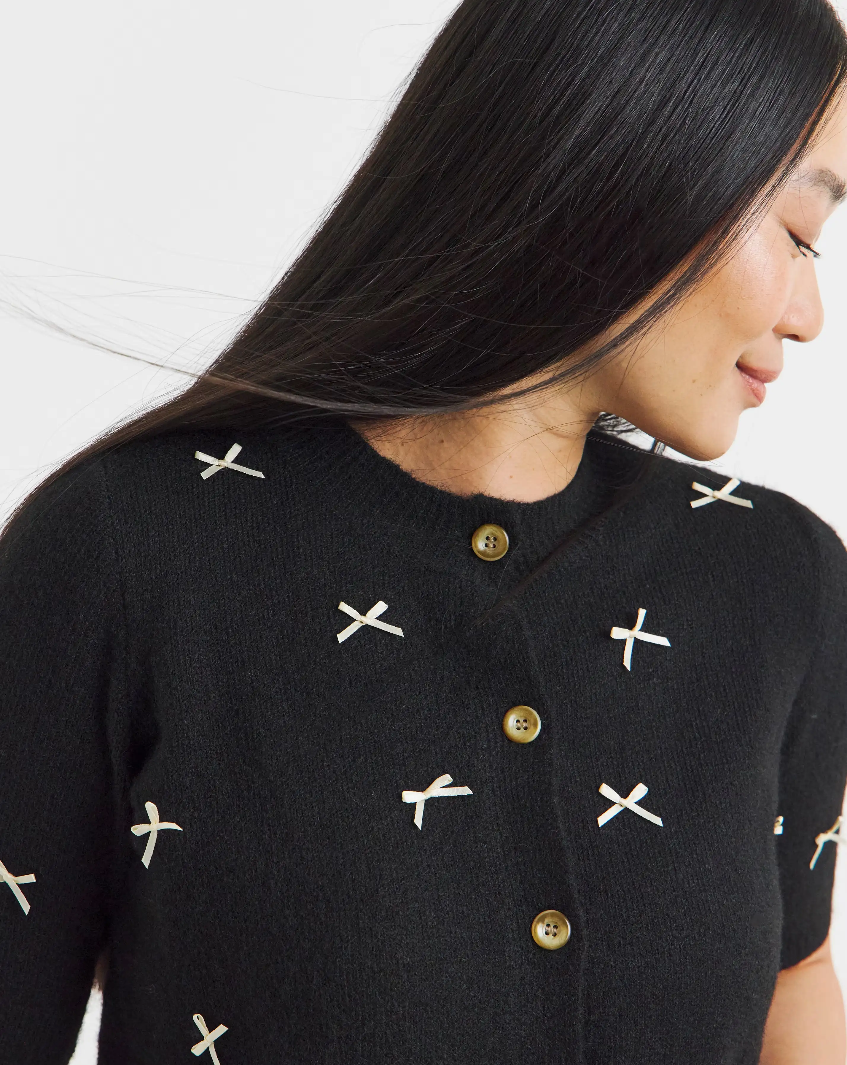 Bow Short Sleeve Cardigan 3 Bow Short Sleeve Cardigan