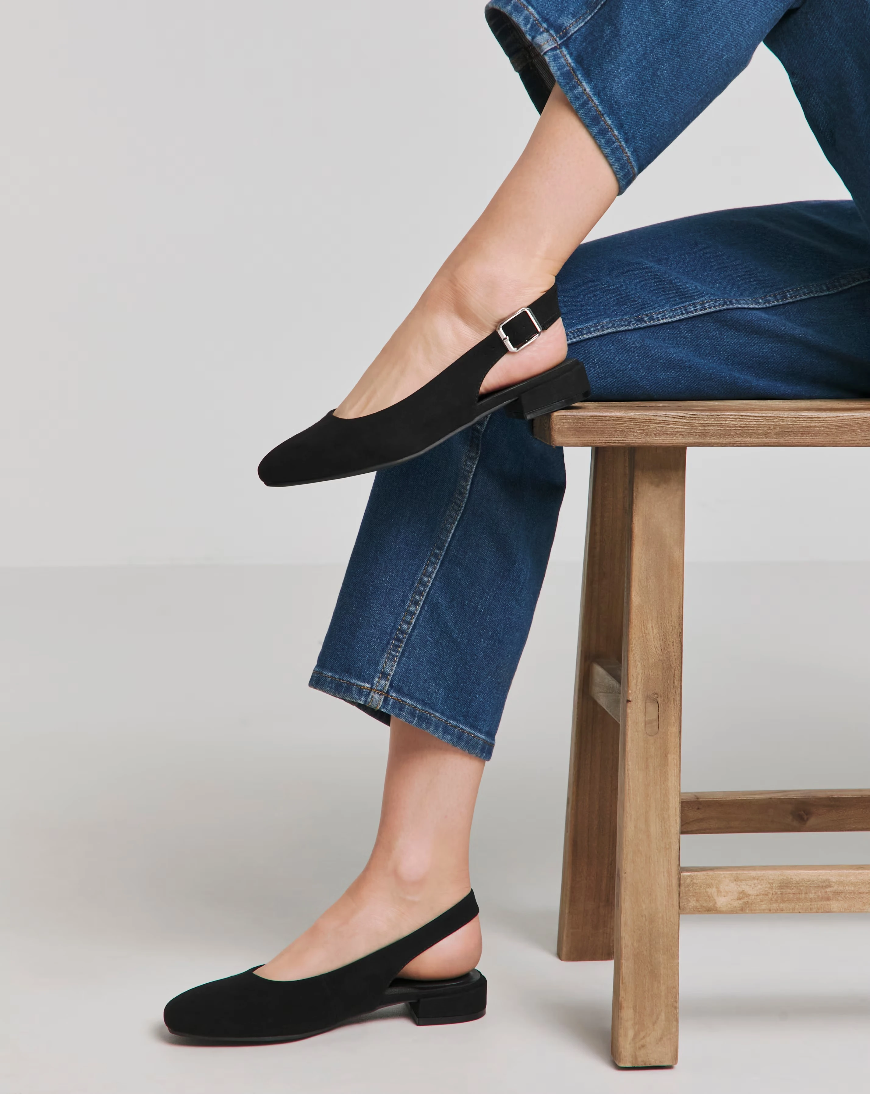 Clemmie Low Block Heel Slingback Shoe - Wide Fit (E)