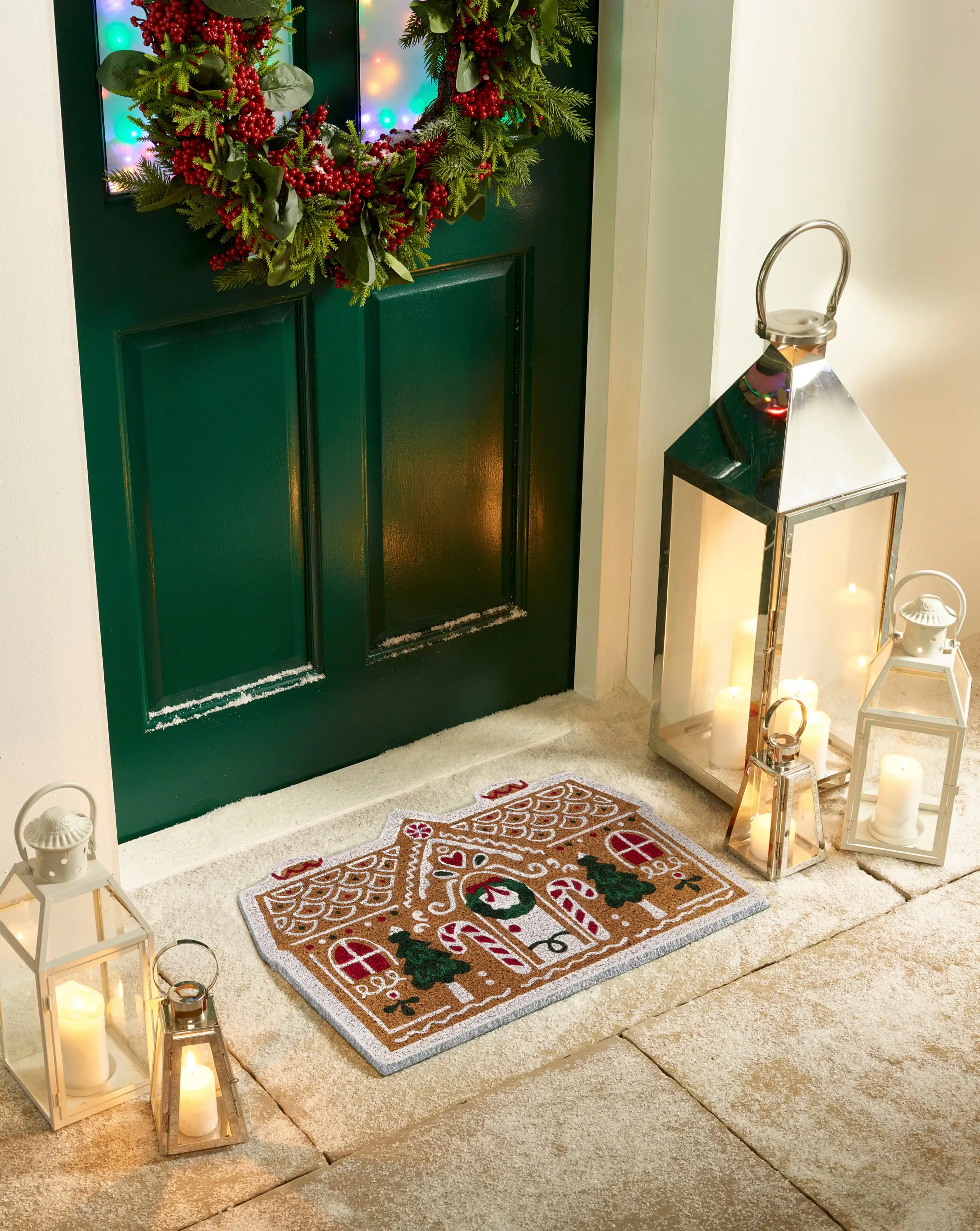 My Mat Printed Coir Christmas Gingerbread Cottage Doormat