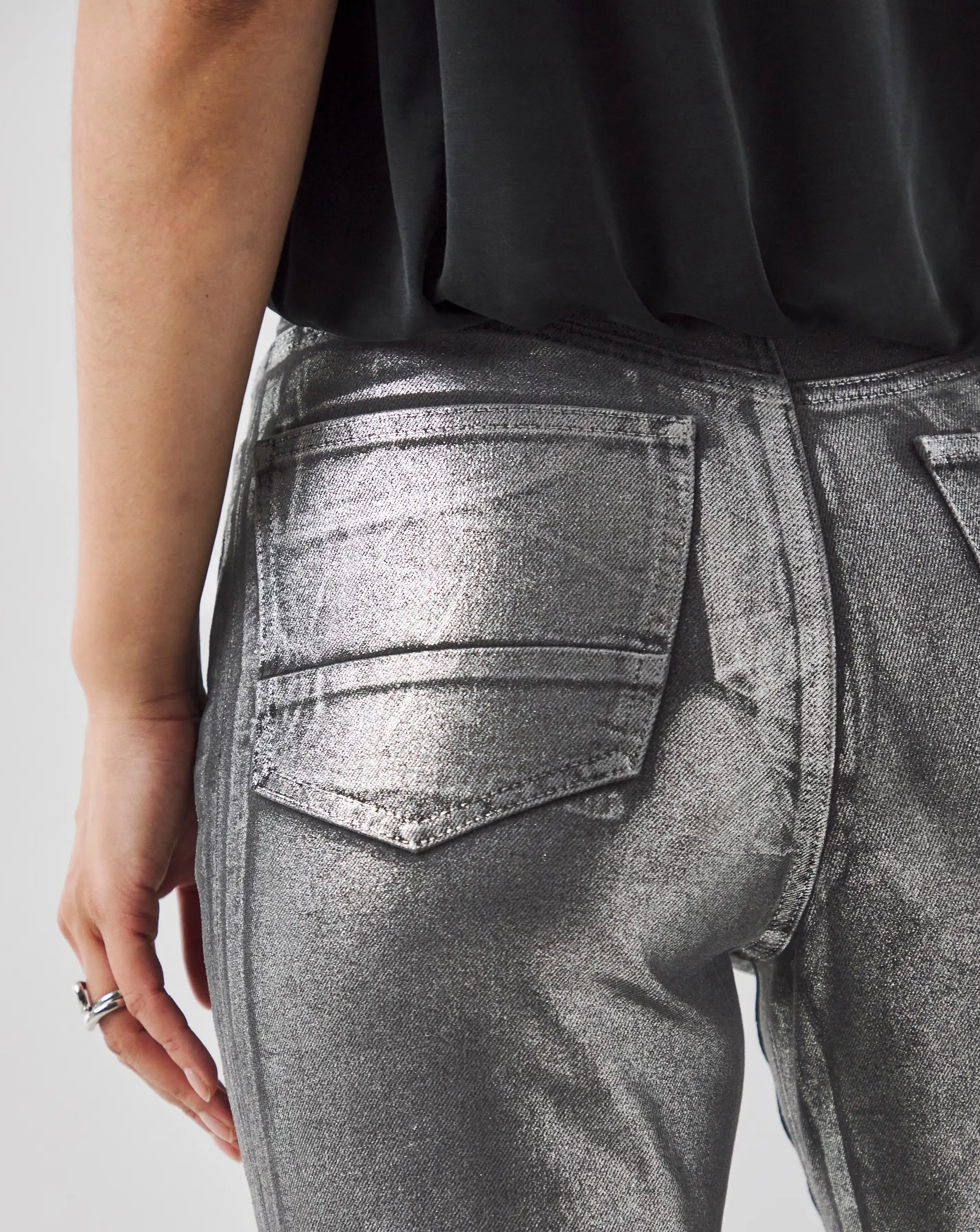 Silver Metallic Slim Leg Jeans 2 Silver Metallic Slim Leg Jeans
