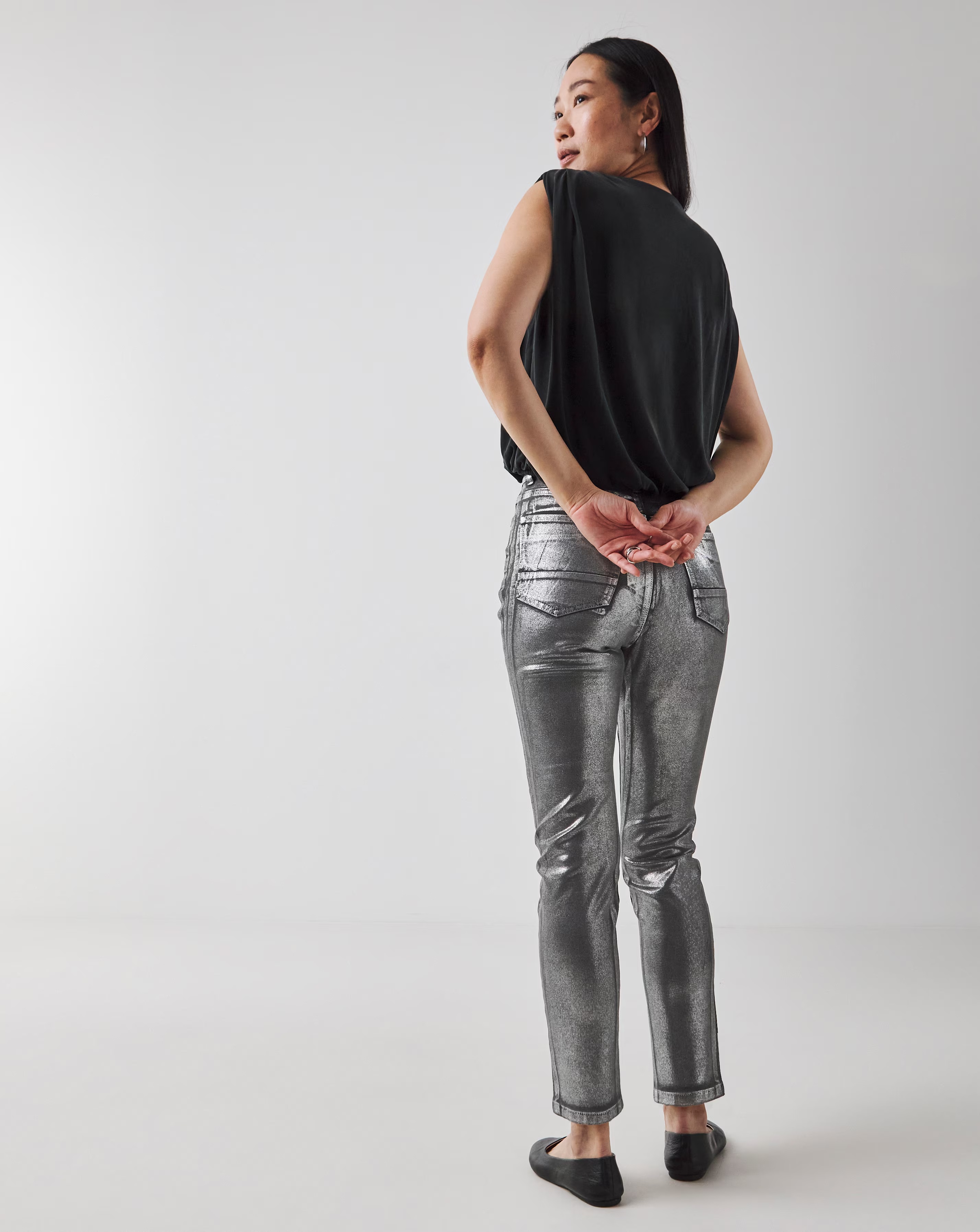 Silver Metallic Slim Leg Jeans 5 Silver Metallic Slim Leg Jeans