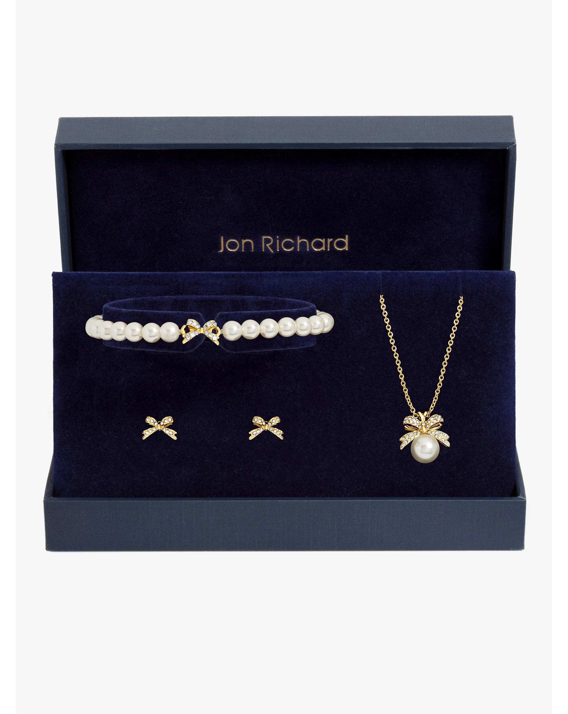 Jon Richard Gold Pearl Bow Trio Set 1 Jon Richard Gold Pearl Bow Trio Set