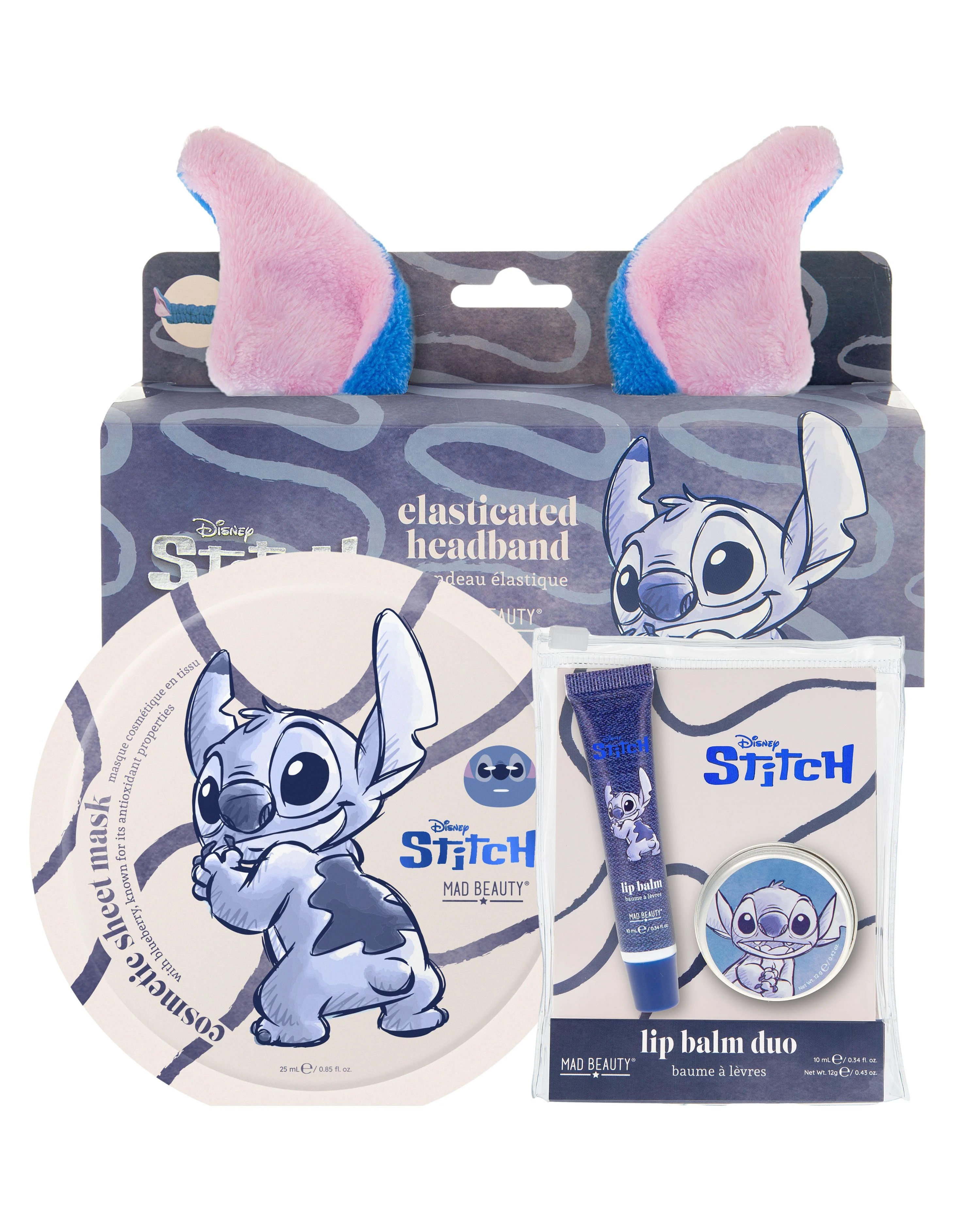 Disney Stitch Denim Sheet Mask, Lip Balm & Headband Set 1 Disney Stitch Denim Sheet Mask, Lip Balm & Headband Set