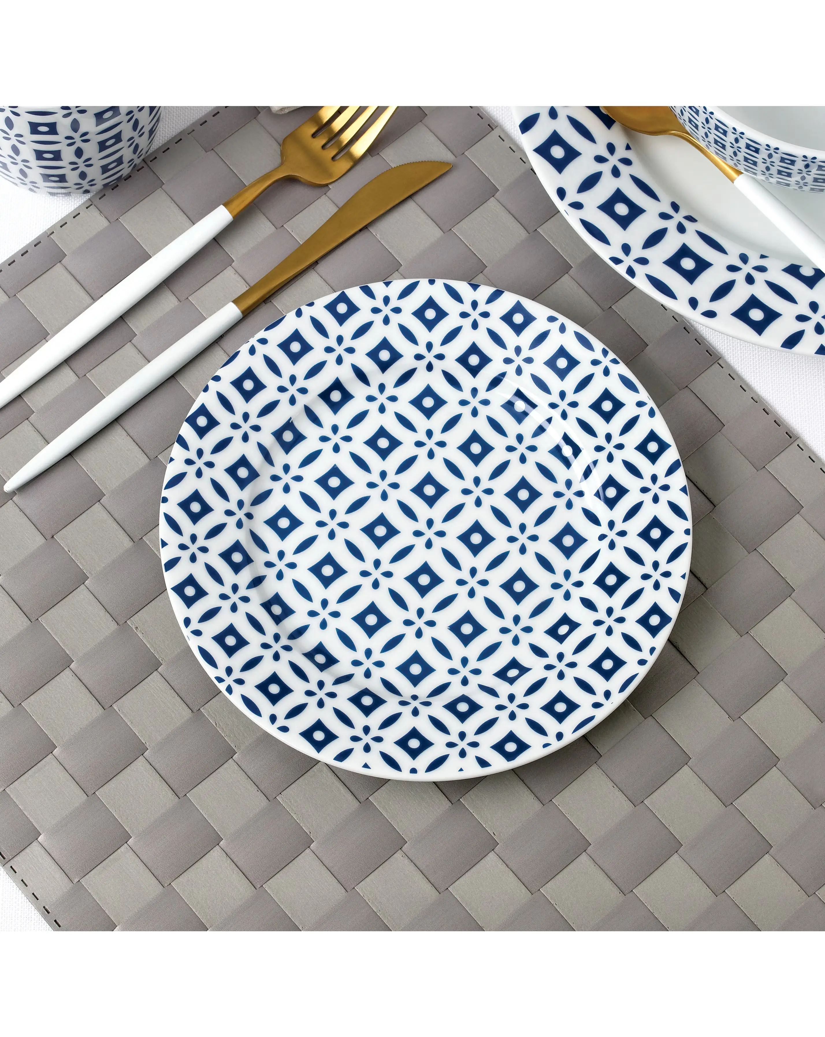 Waterside Blue Geo 16 Piece Dinner Set 3 Waterside Blue Geo 16 Piece Dinner Set