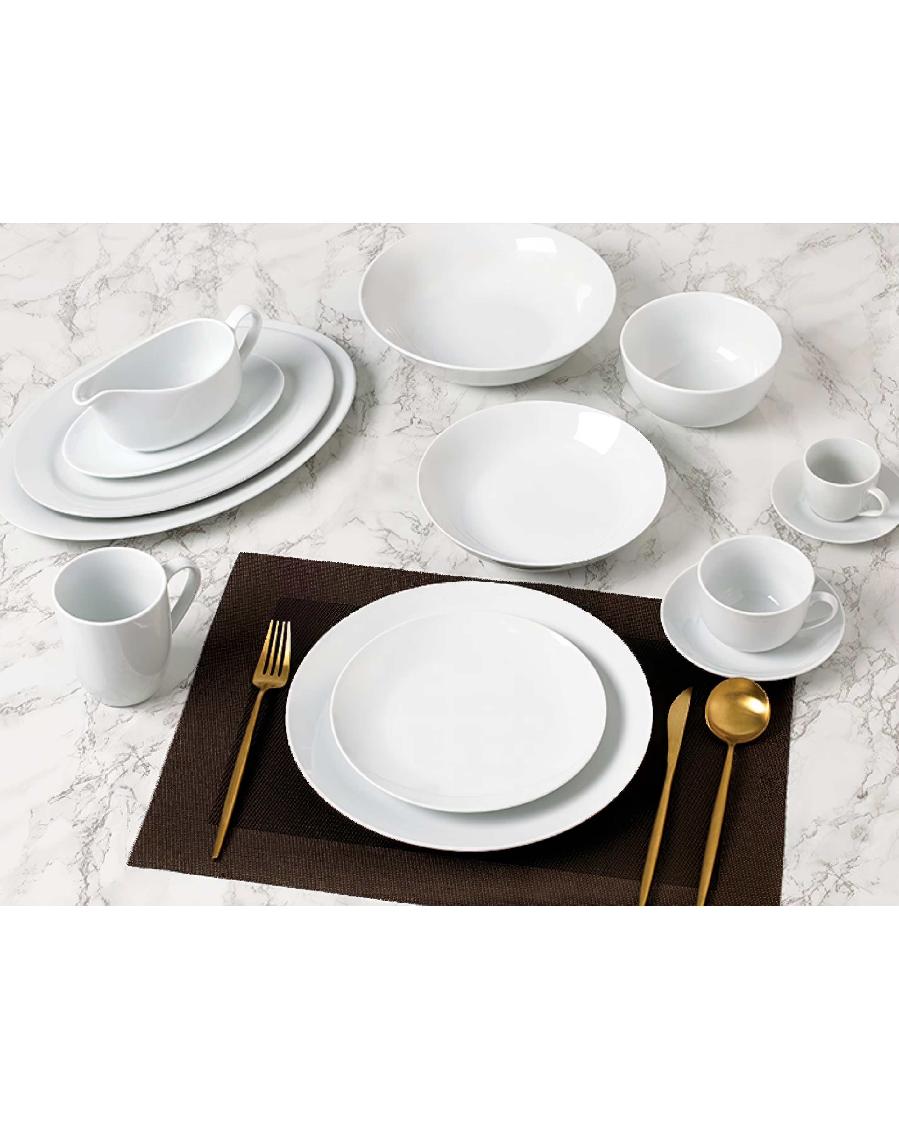 Waterside White Coupe 60 Piece Dinner Set